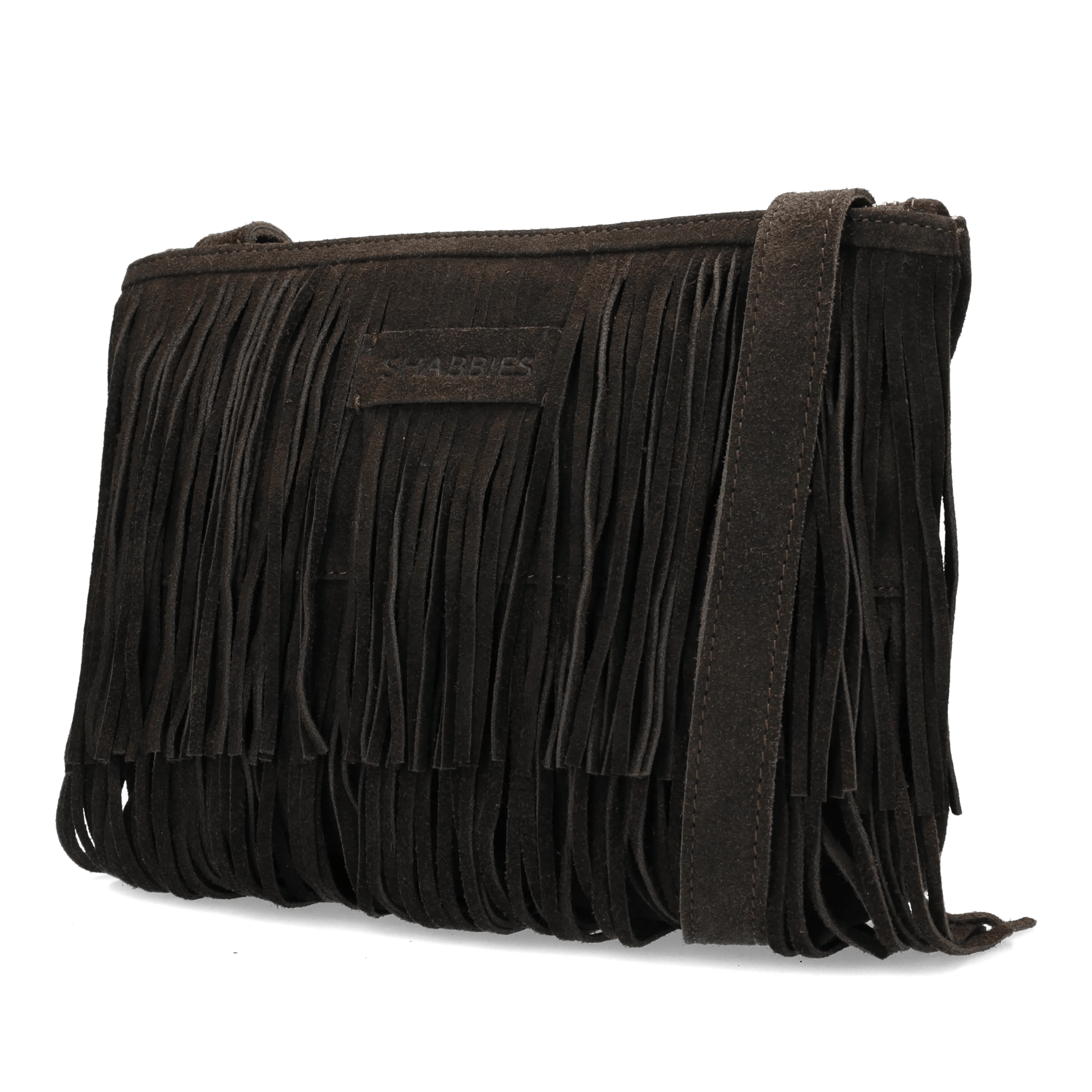 FESTIVAL FRINGE Crossbody oiled suede Dark Brown