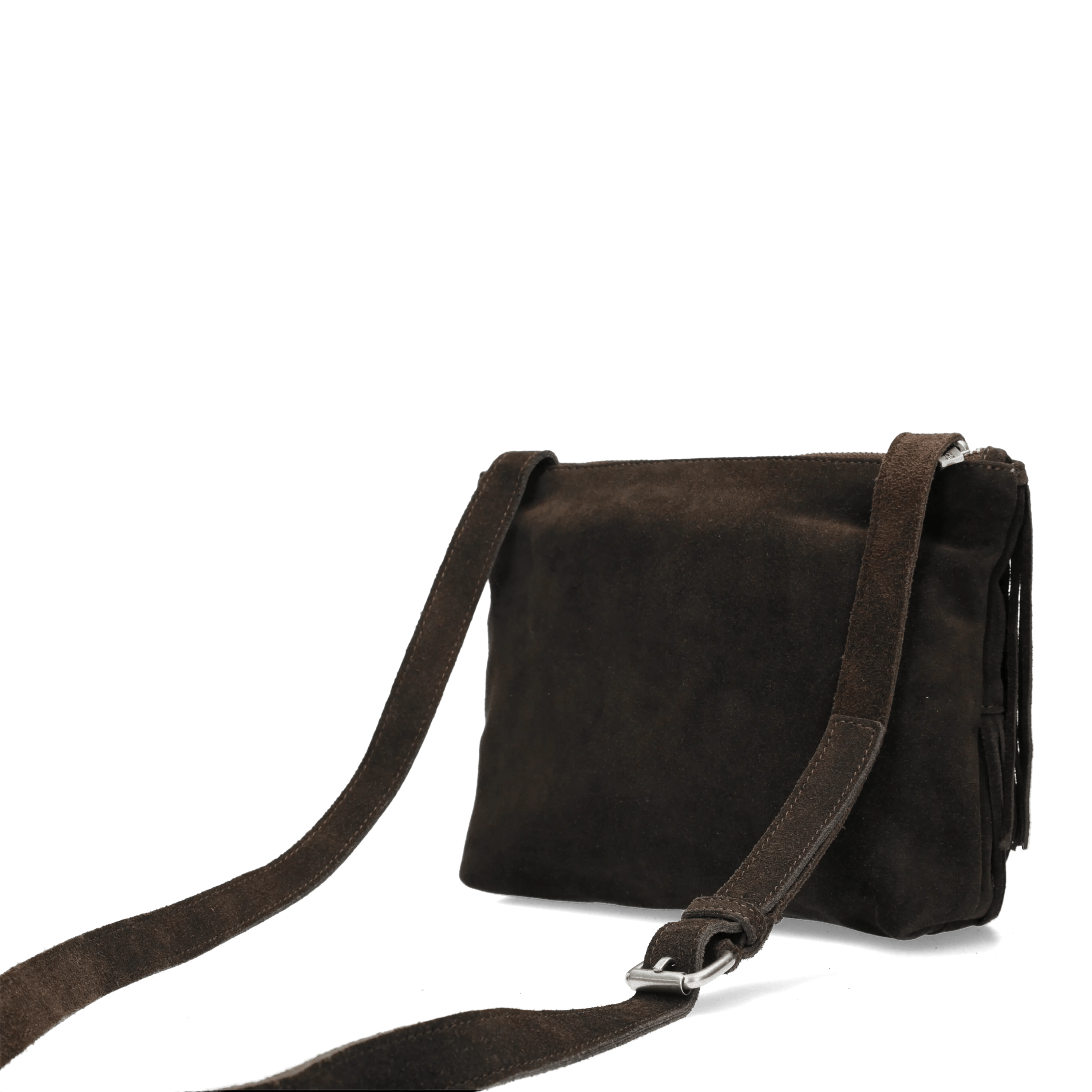 FESTIVAL FRINGE Crossbody oiled suede Dark Brown