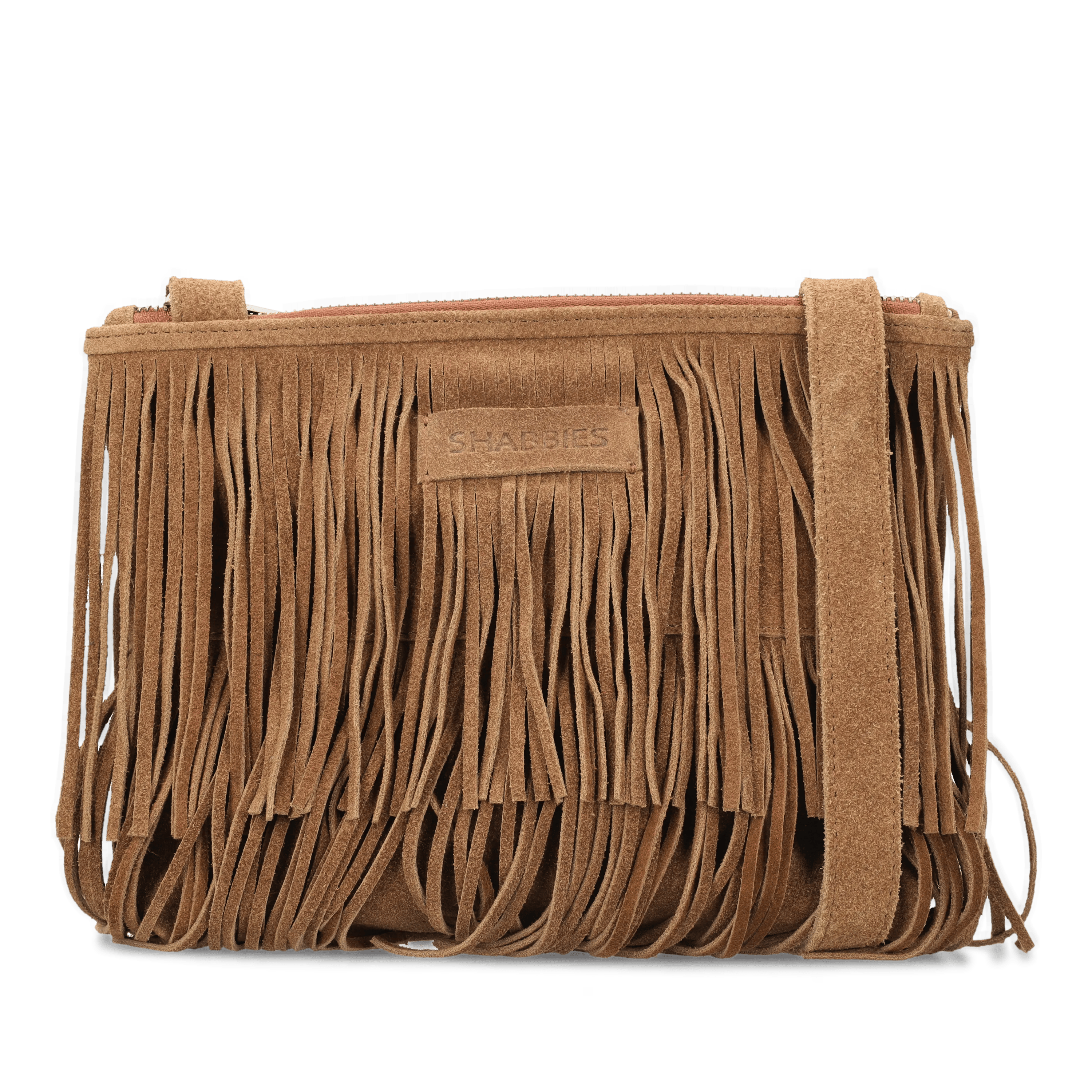 FESTIVAL FRINGE Crossbody oiled suede Cognac