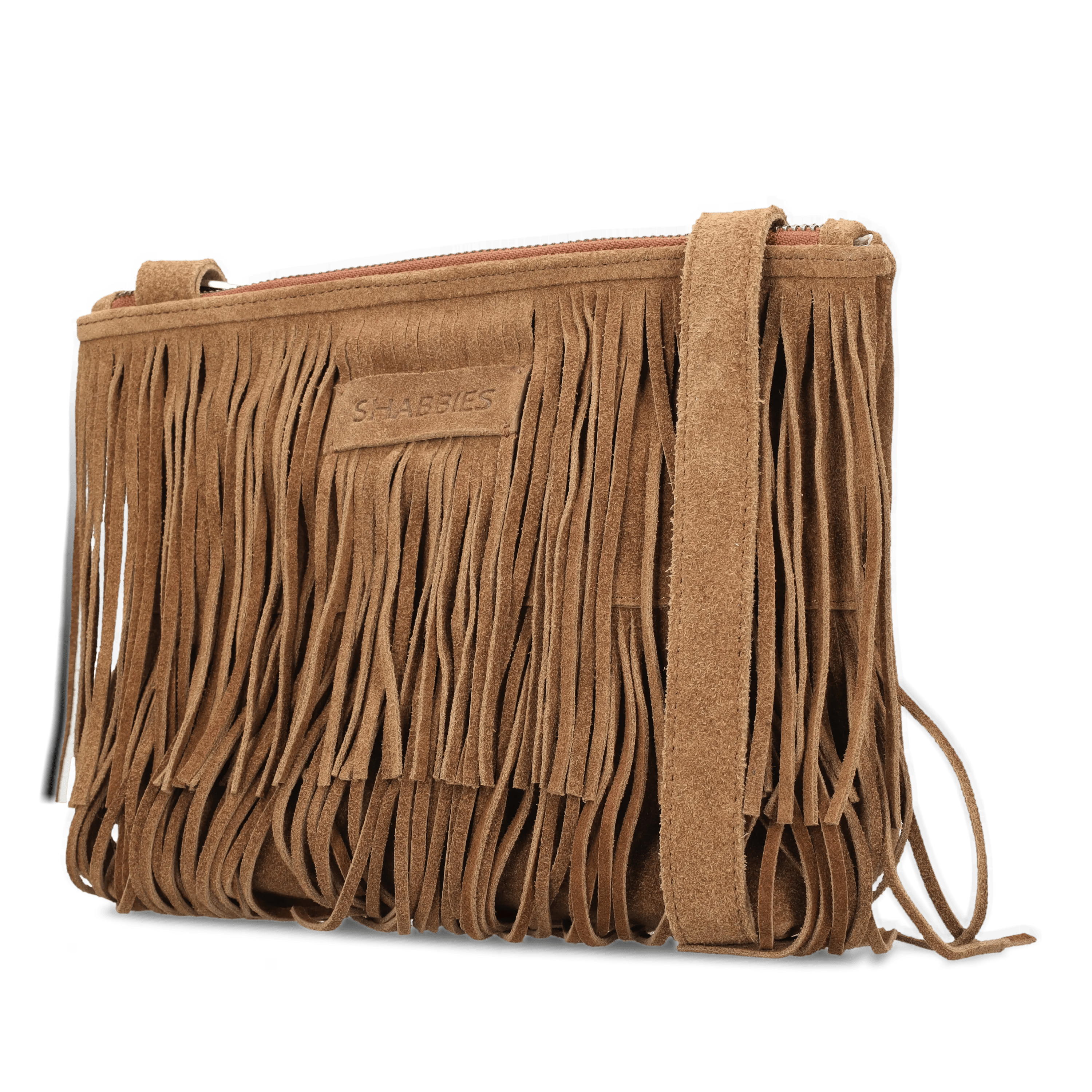 FESTIVAL FRINGE Crossbody oiled suede Cognac