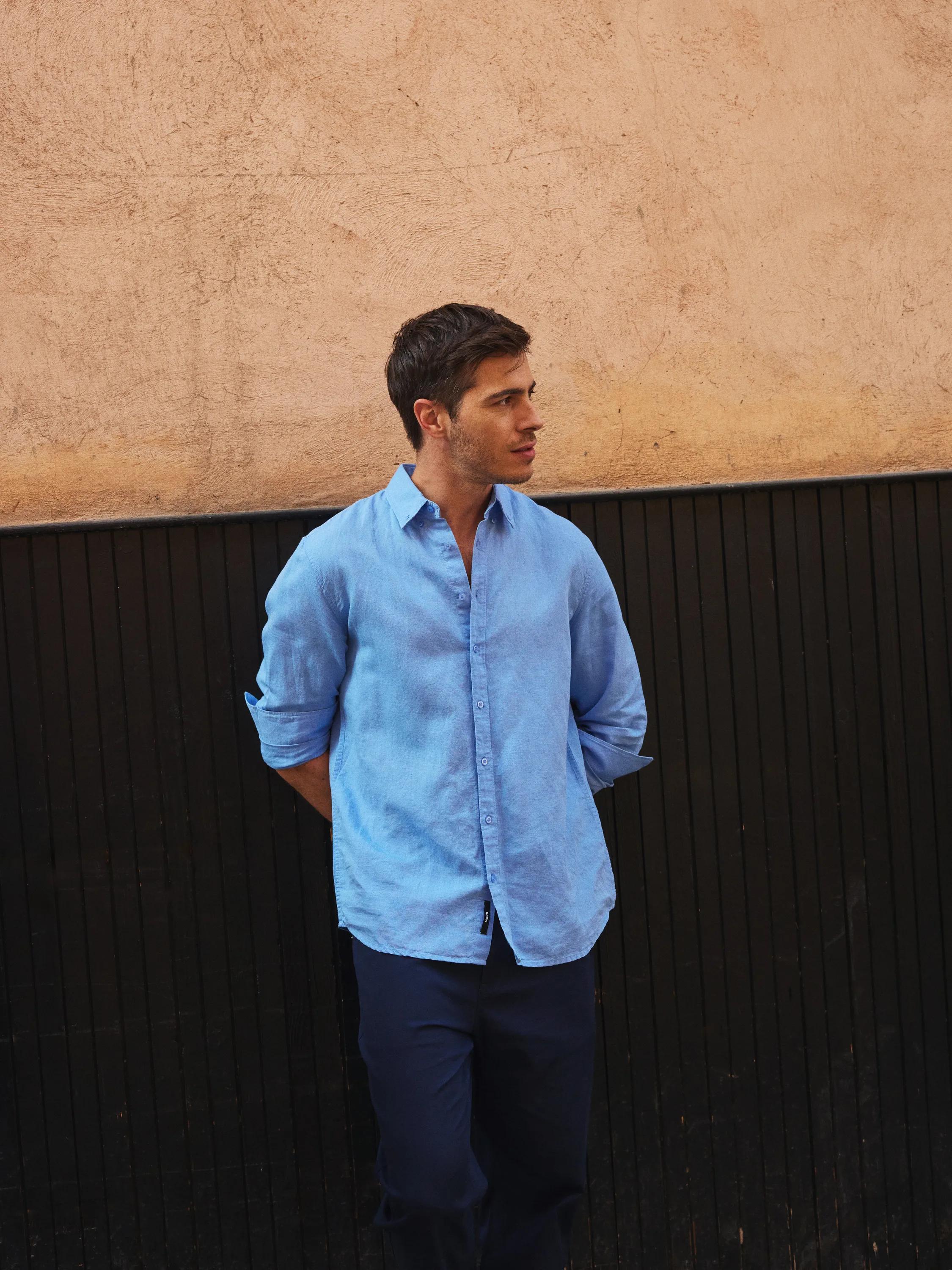 Ethan Basic Leinenhose Navy