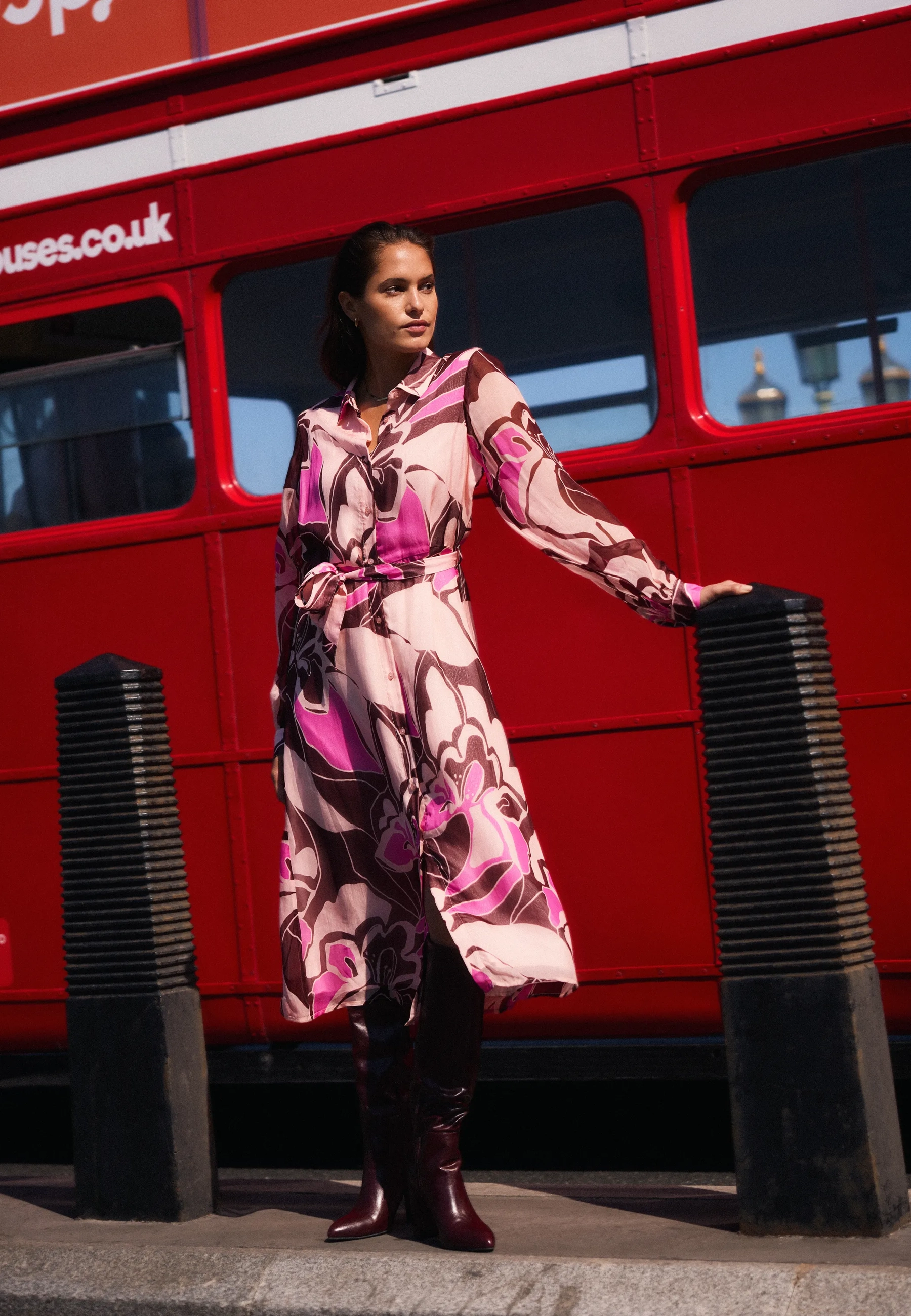 Bold flower shirt dress Multicolor