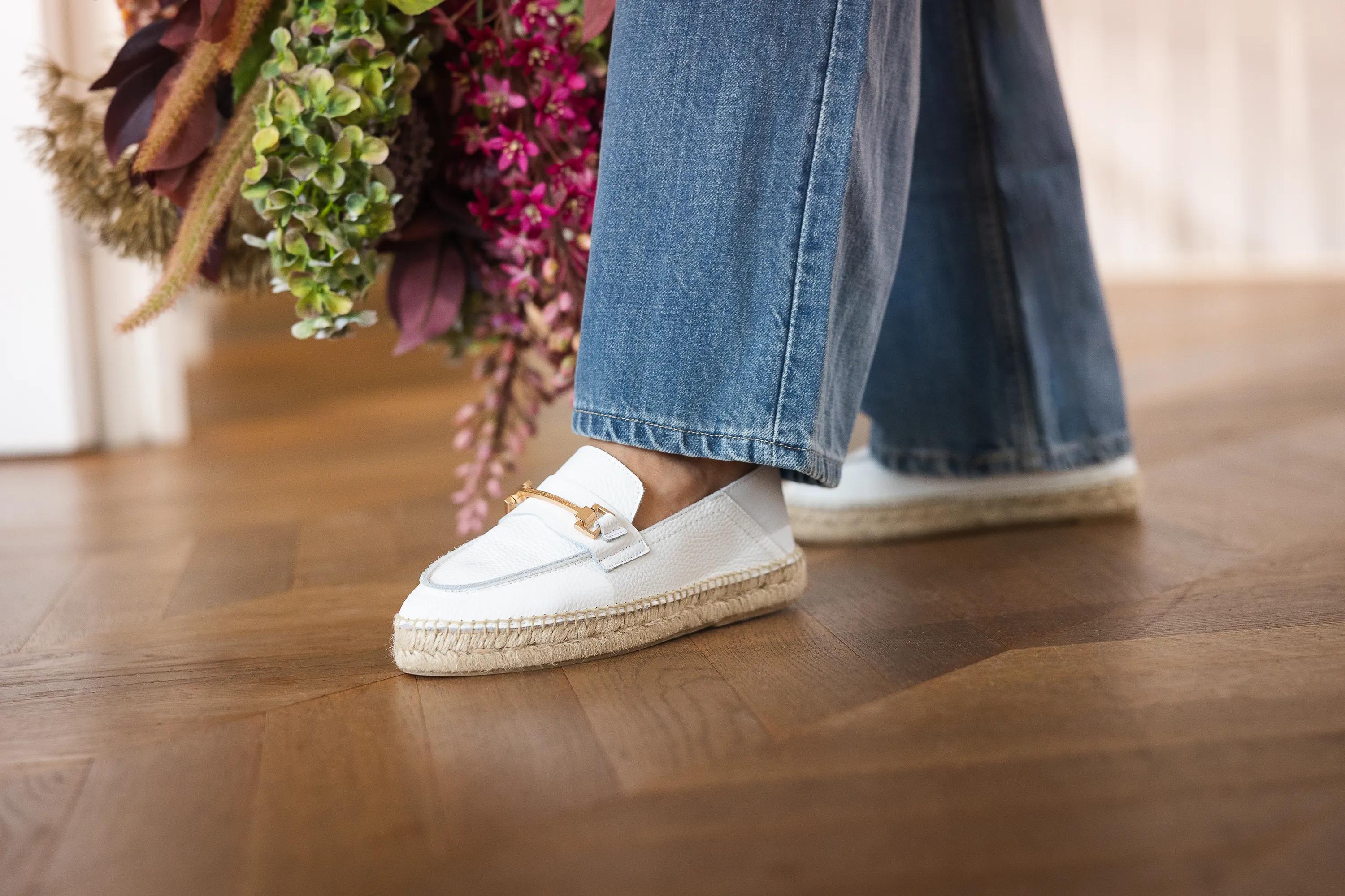 Eazia Giorgi Espadrille Leder Weiß