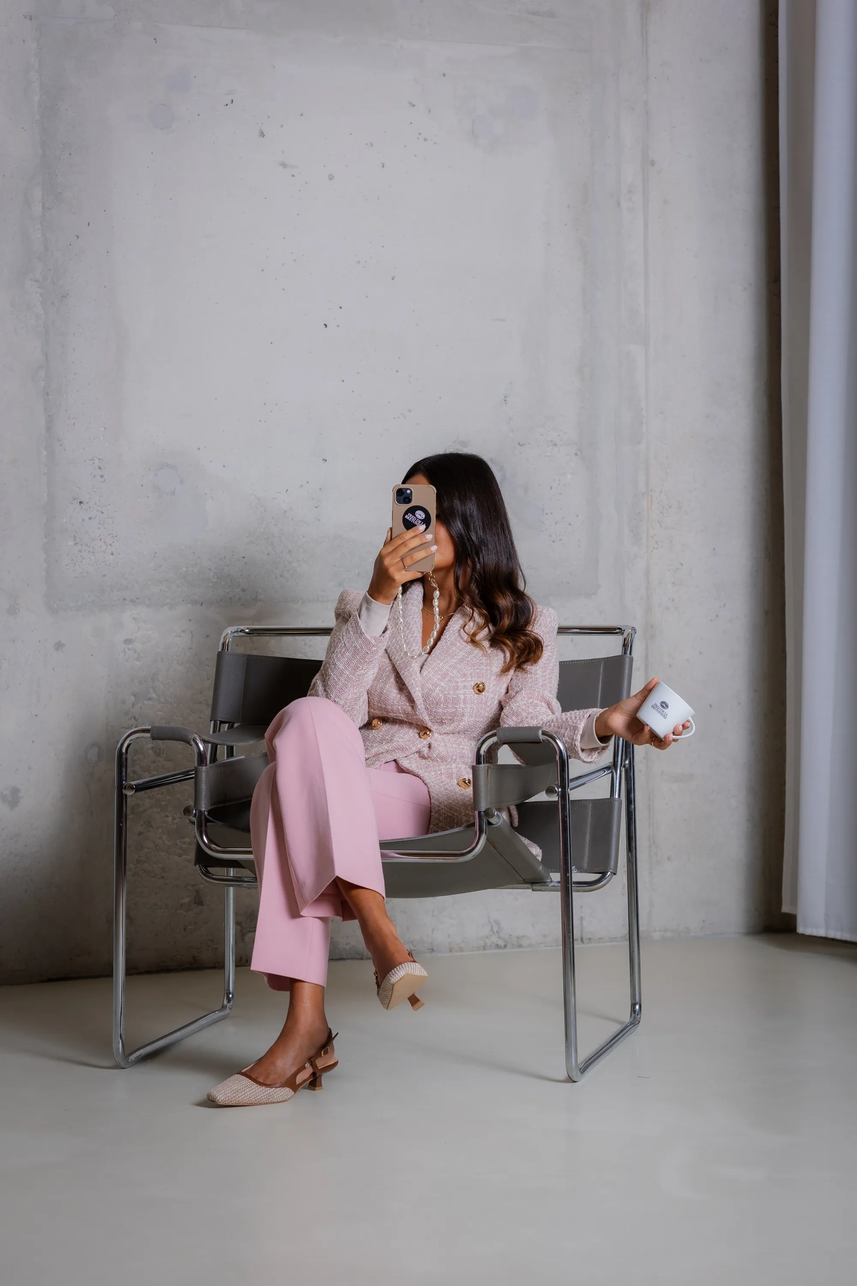 Carly Sling Raffia/Nappaleer Beige/Bruin