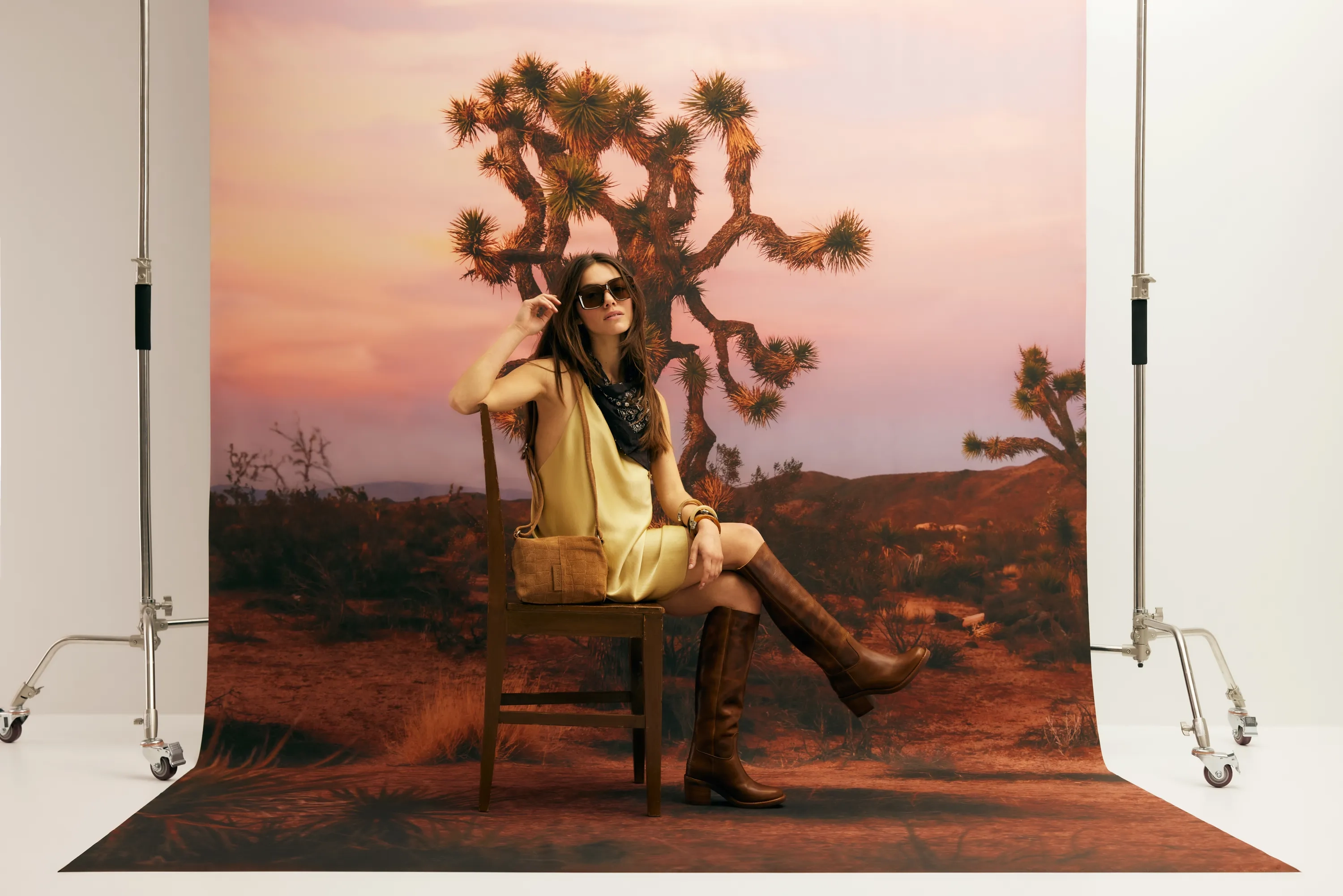 Saar Crossbody Croco Print Suede Cognac