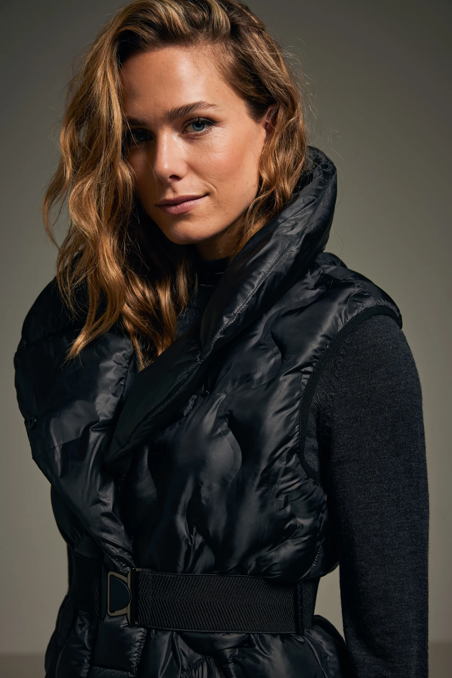 Bodywarmer met ceintuur Zwart