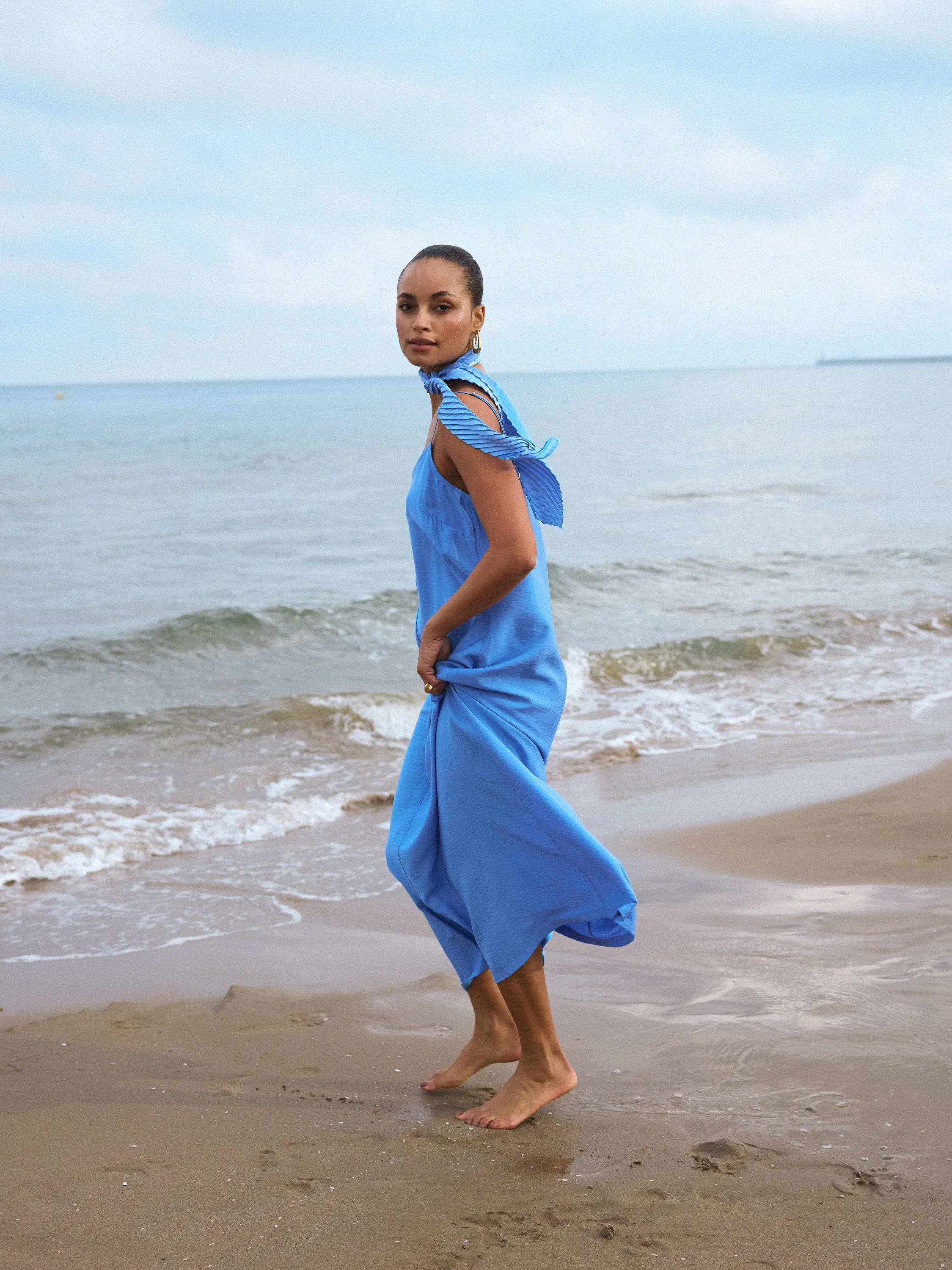 Hammered slip dress Felblauw