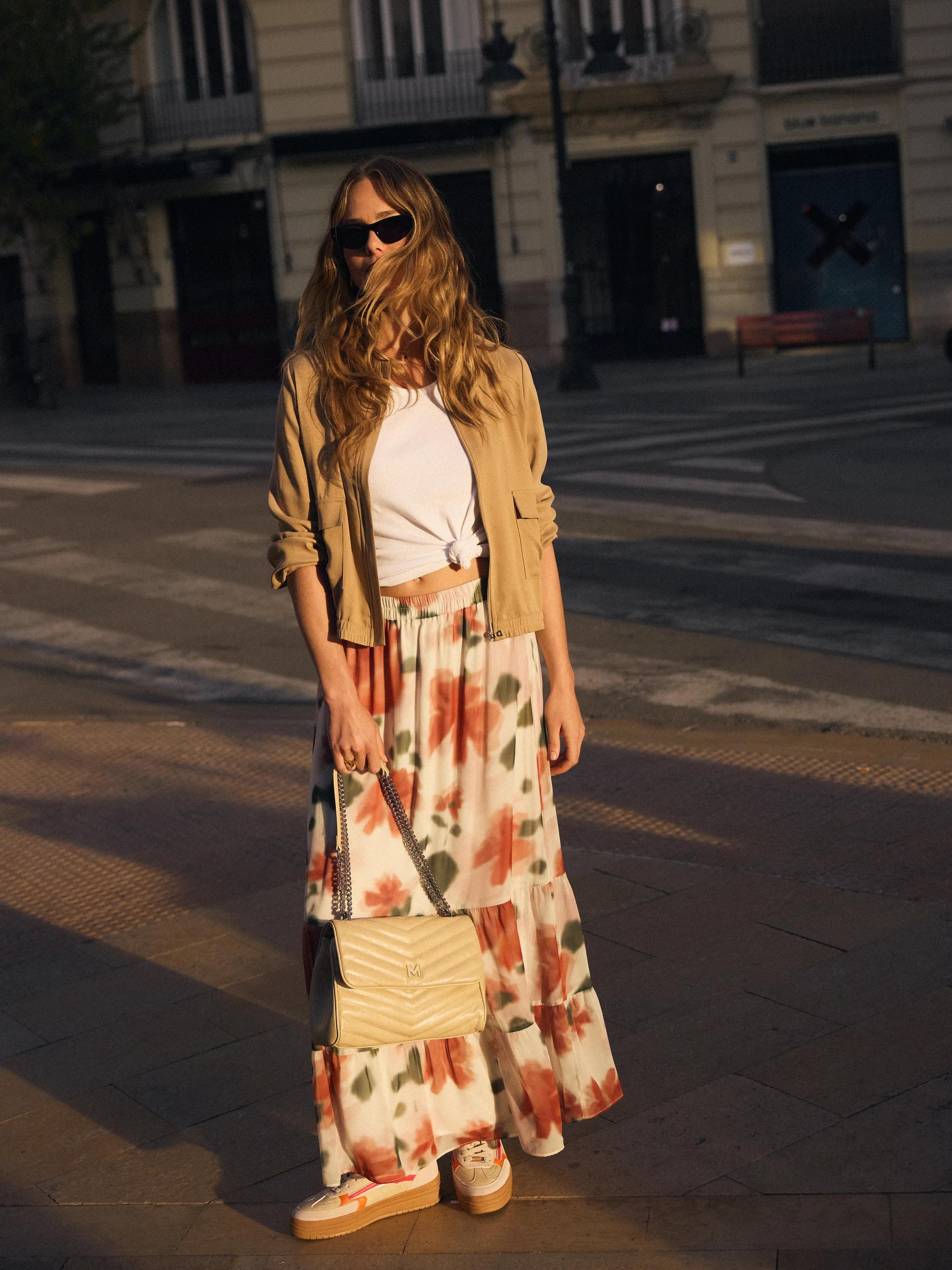 Flower Print Maxi Skirt Multicolor