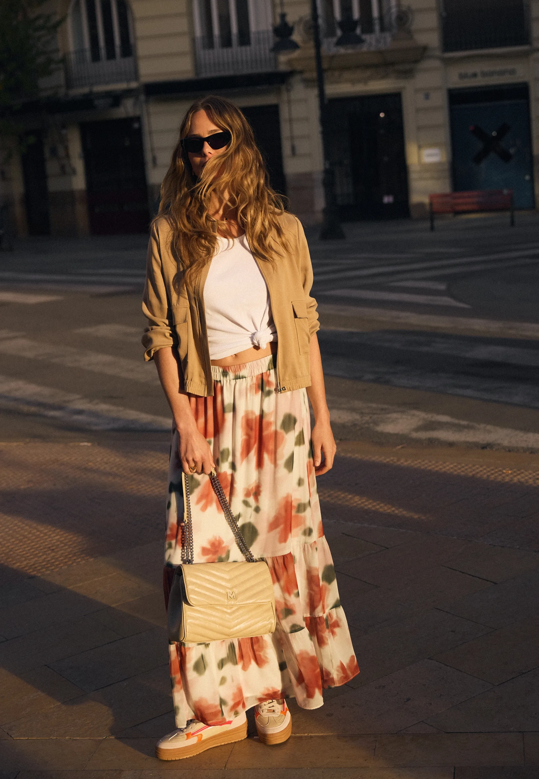 Flower print maxi rok Multicolor