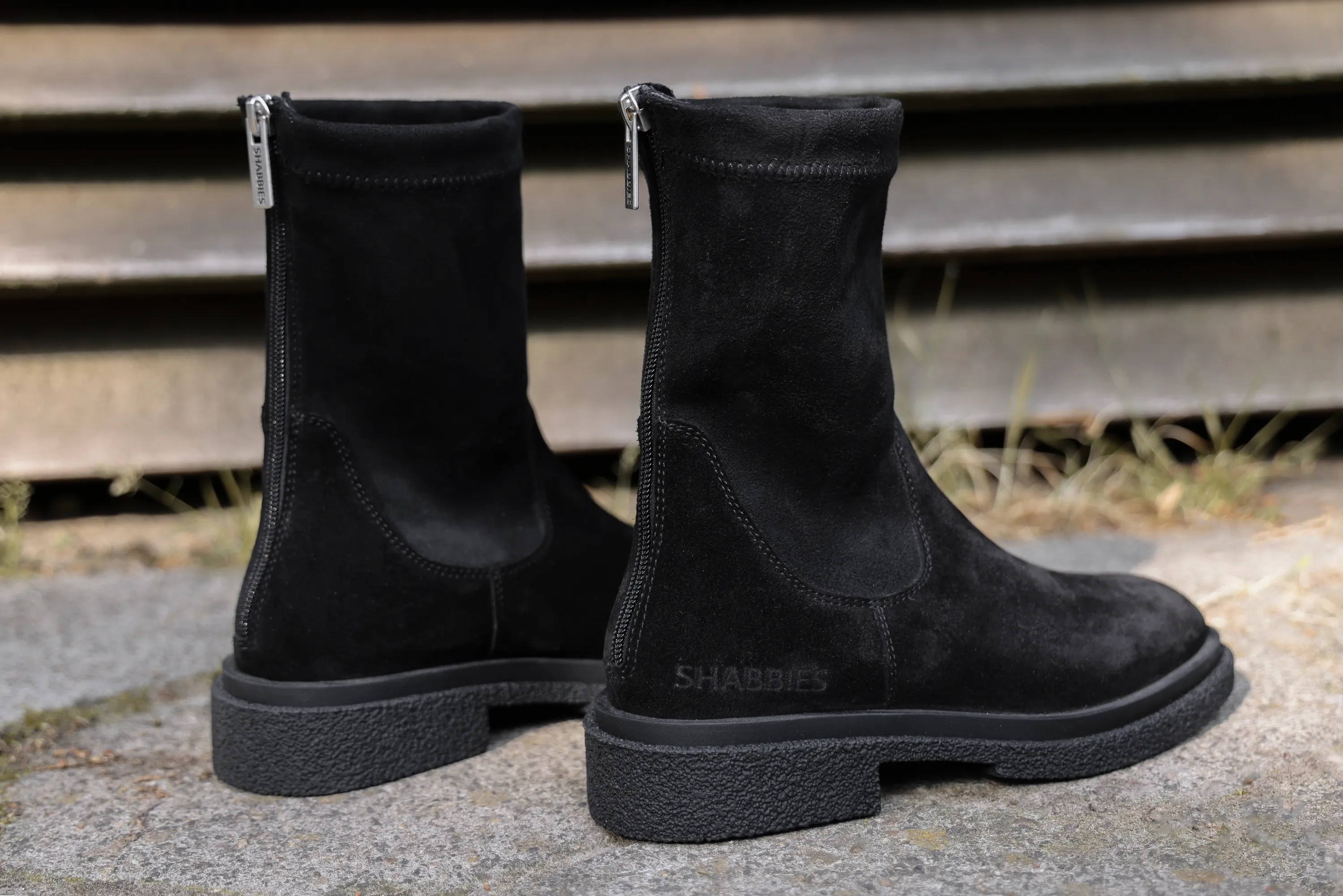 Jane stretch enkellaars Suède/Stretch Zwart