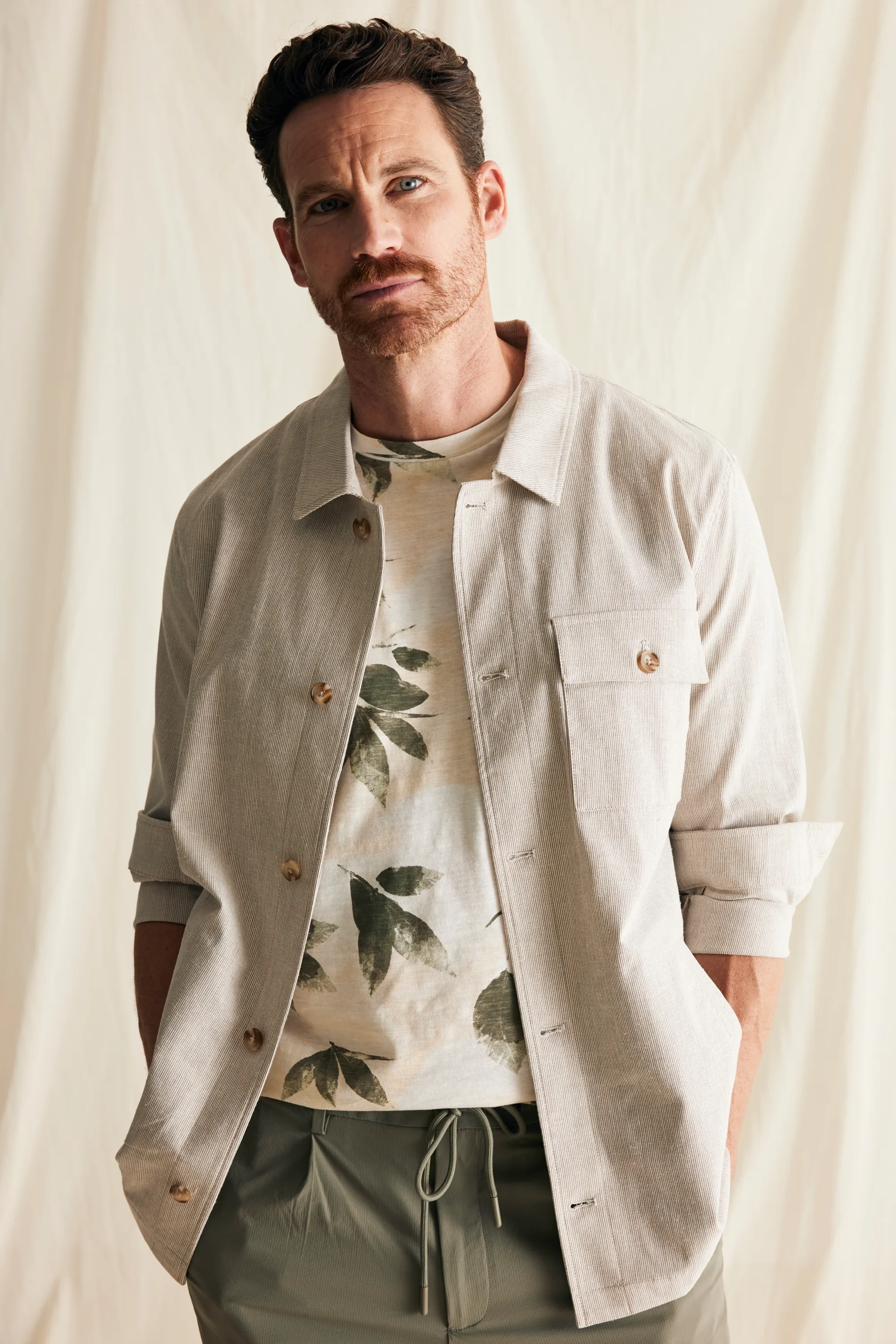 Allover Leaf Print T-shirt Off White