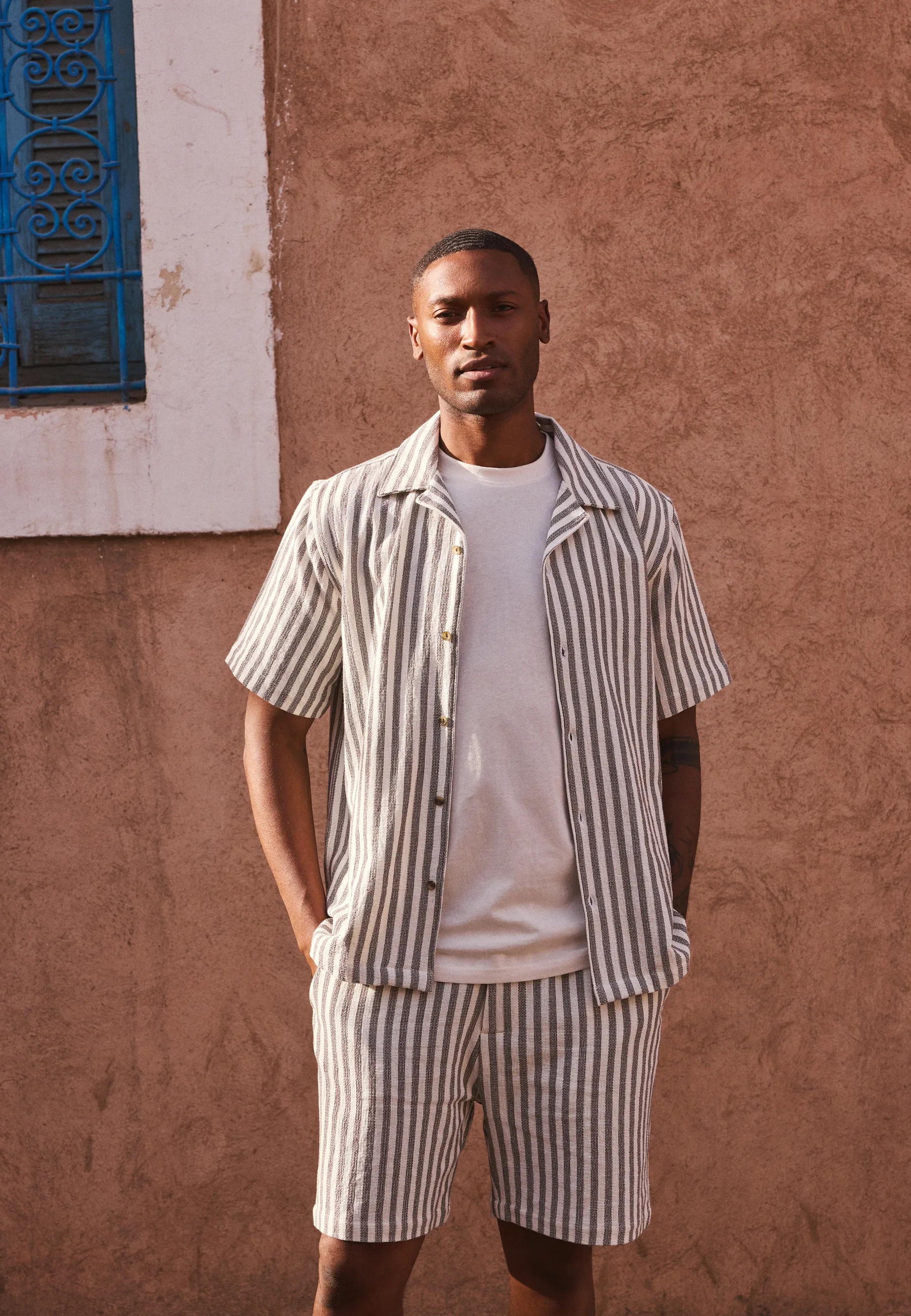 Gestreepte shorts Kruidengroen