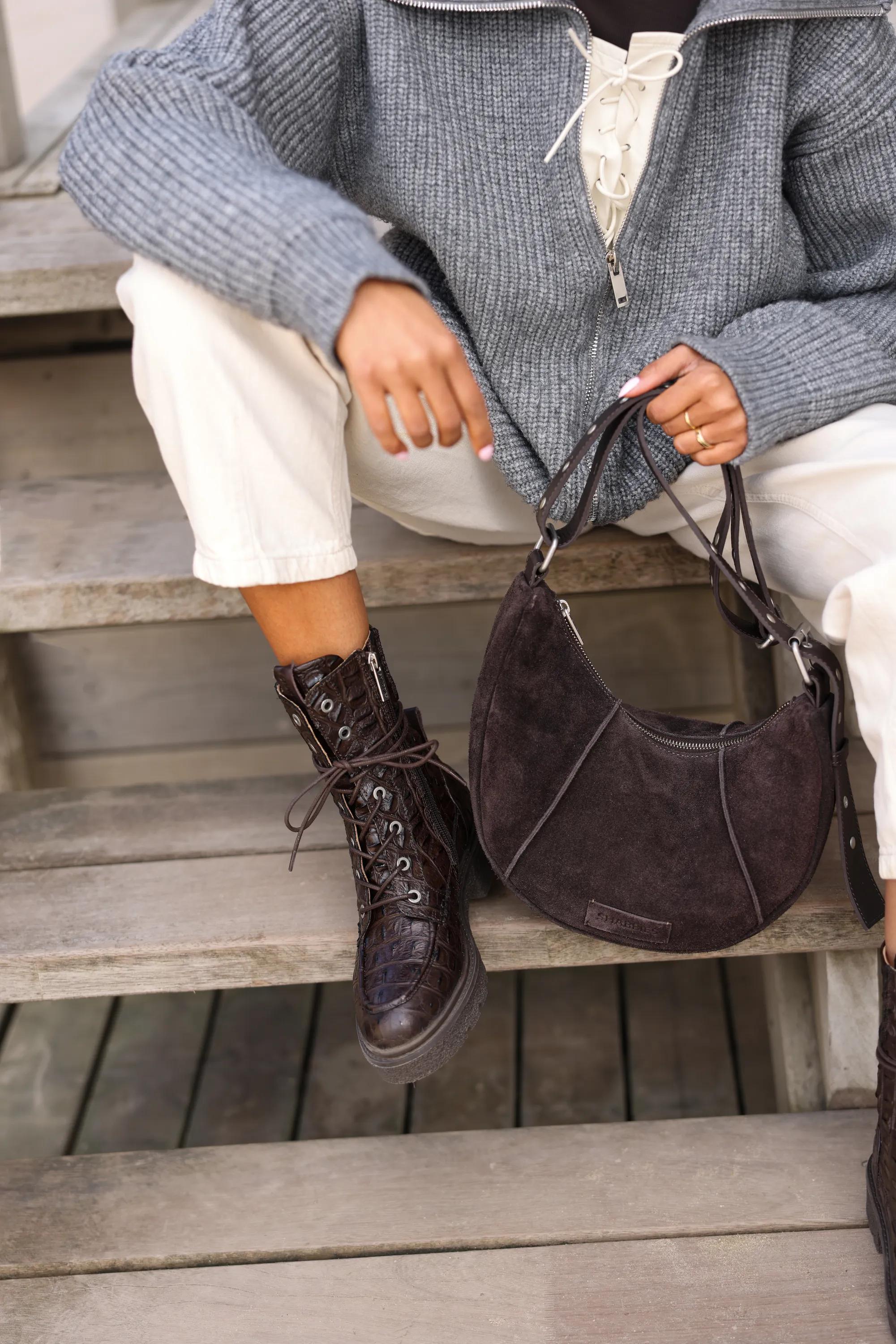 JACY BIKA Boot croco Dark Brown