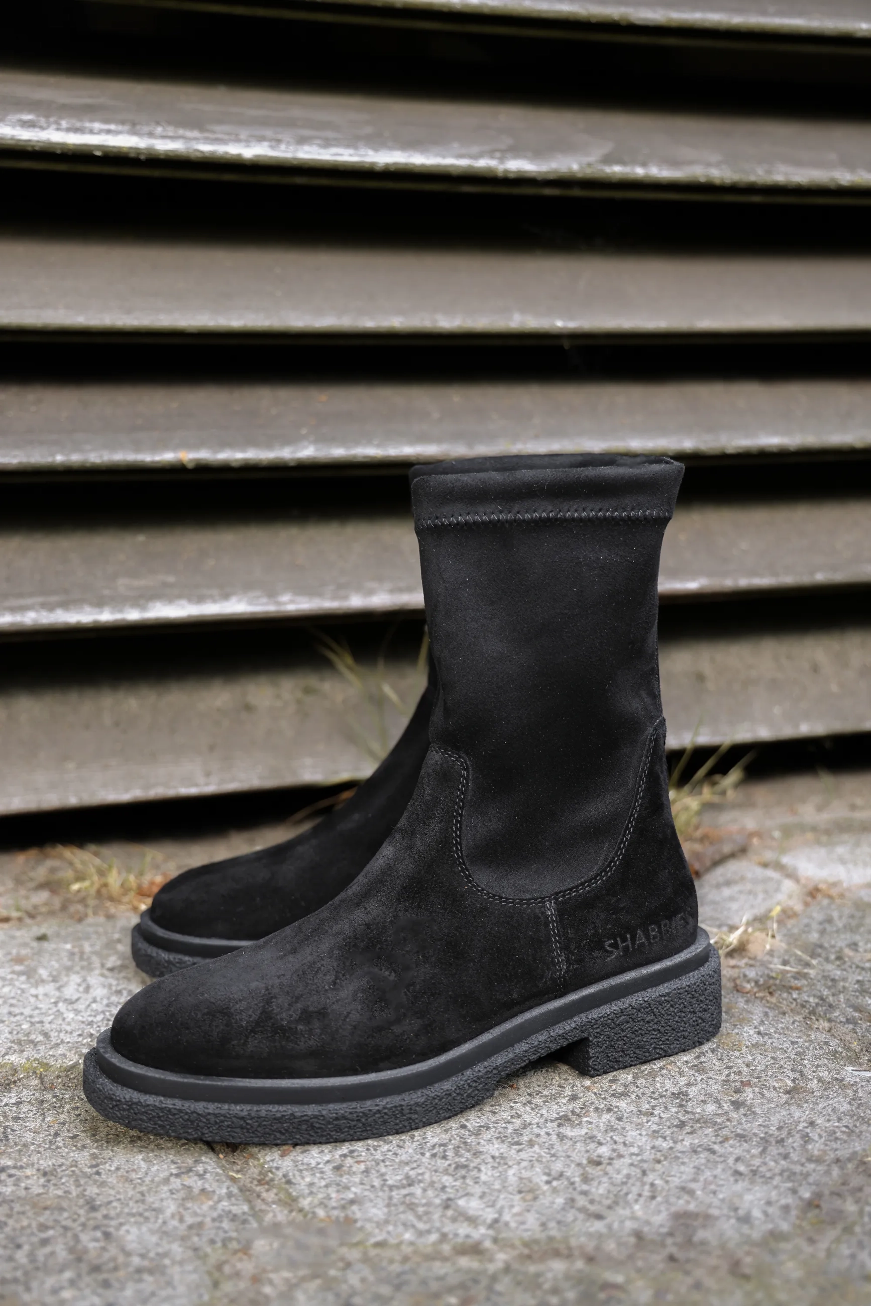 Jane stretch enkellaars Suède/Stretch Zwart