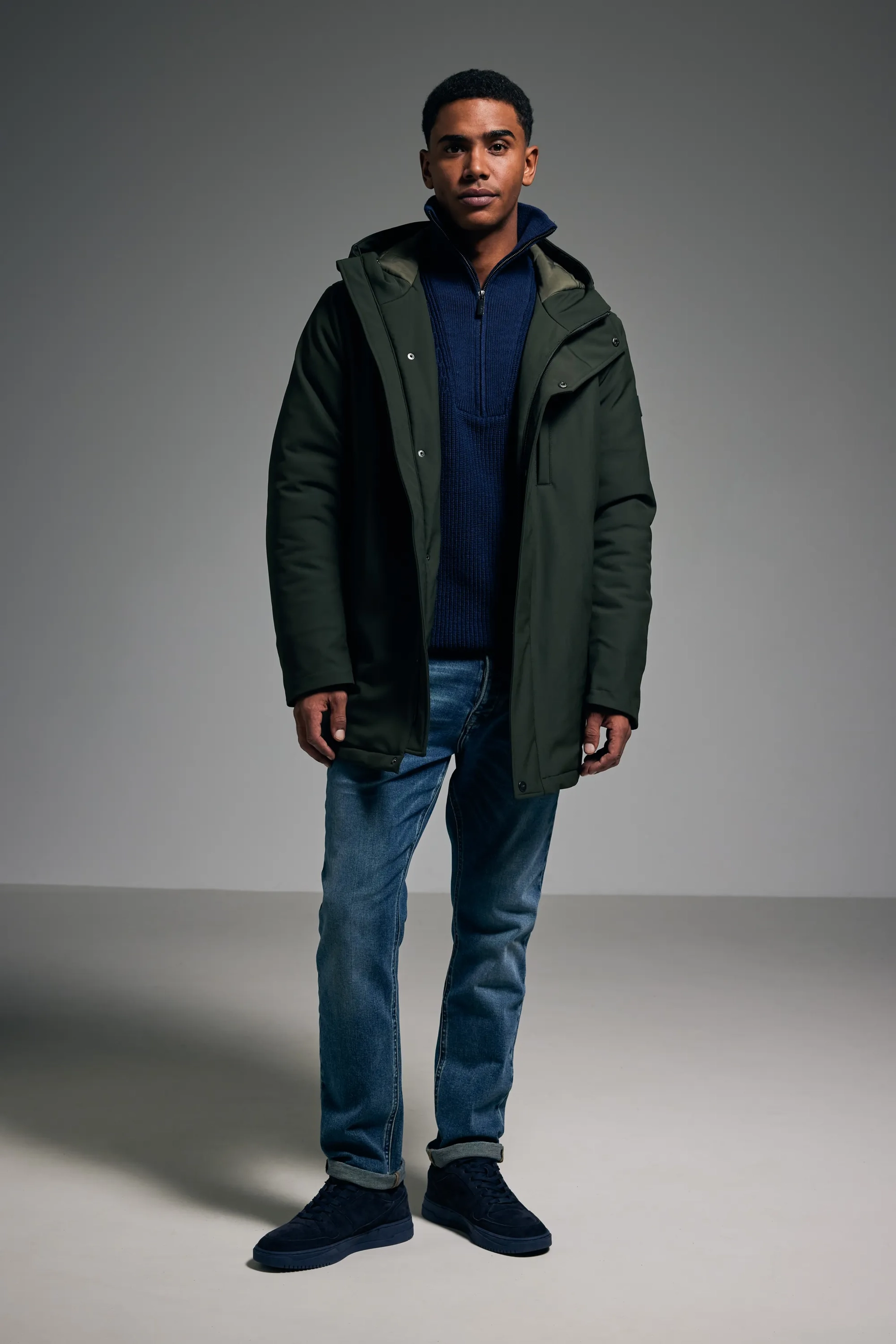 Padded Parka with Hood Warm Green