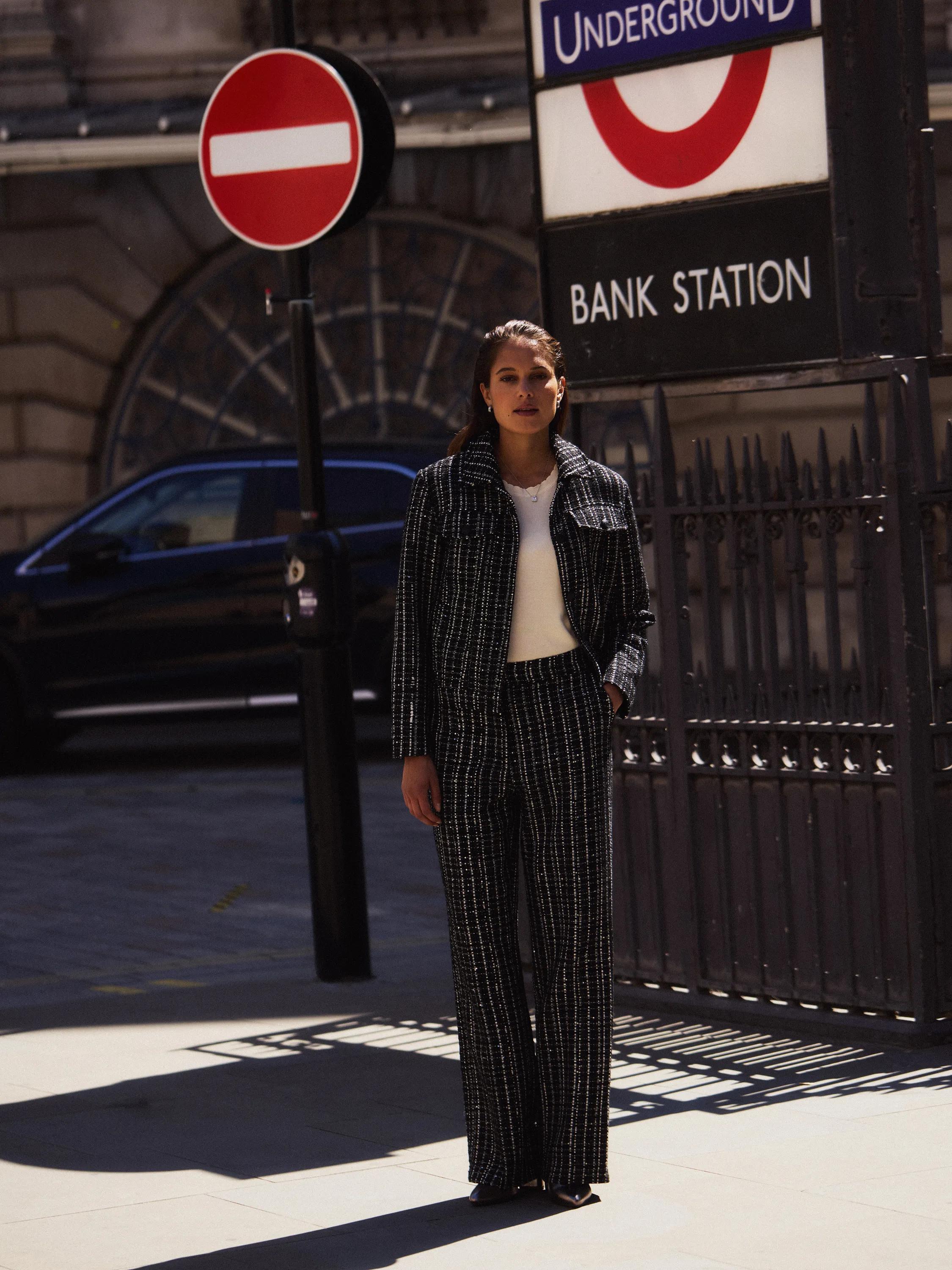 Mexx Women | Black blazer with tweed print