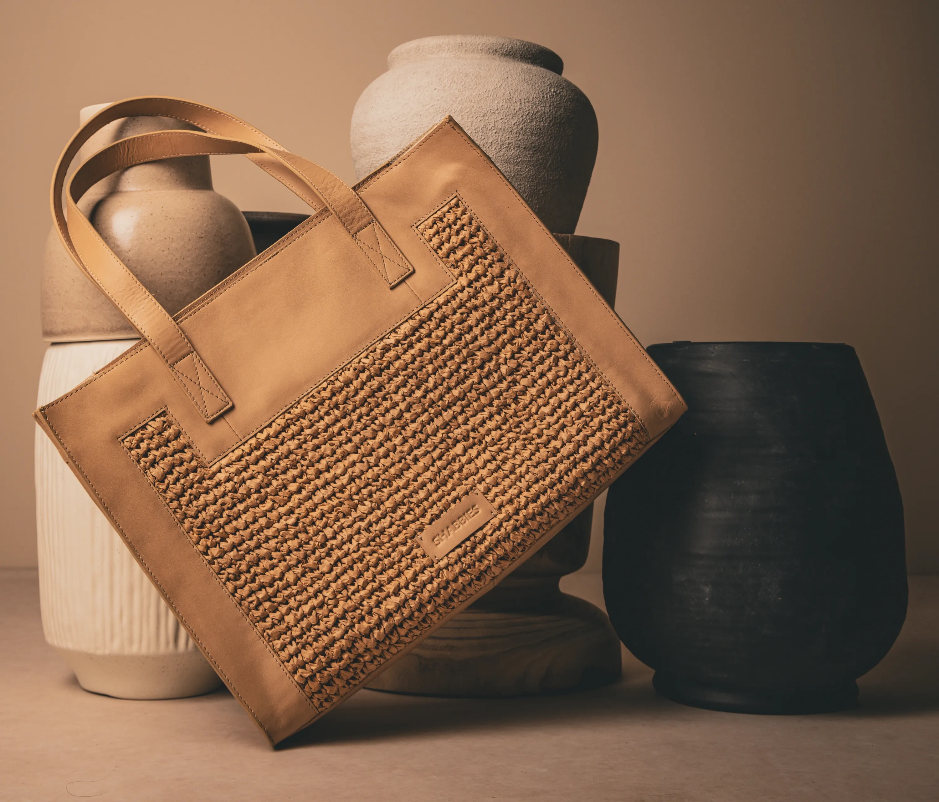 Verena Shoulderbag Raffia Beige