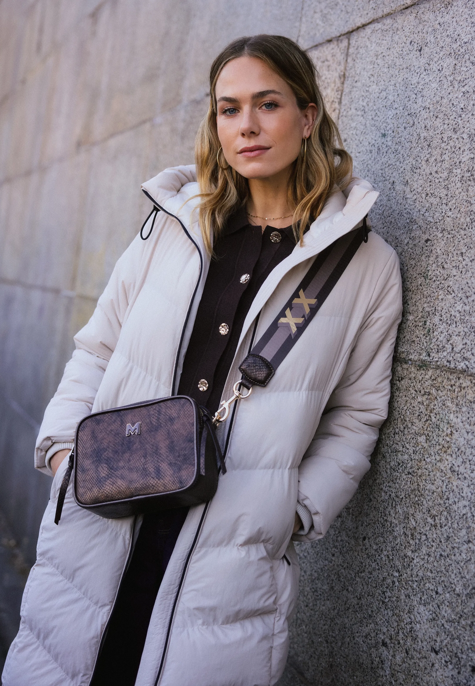 Lange puffer Licht tan