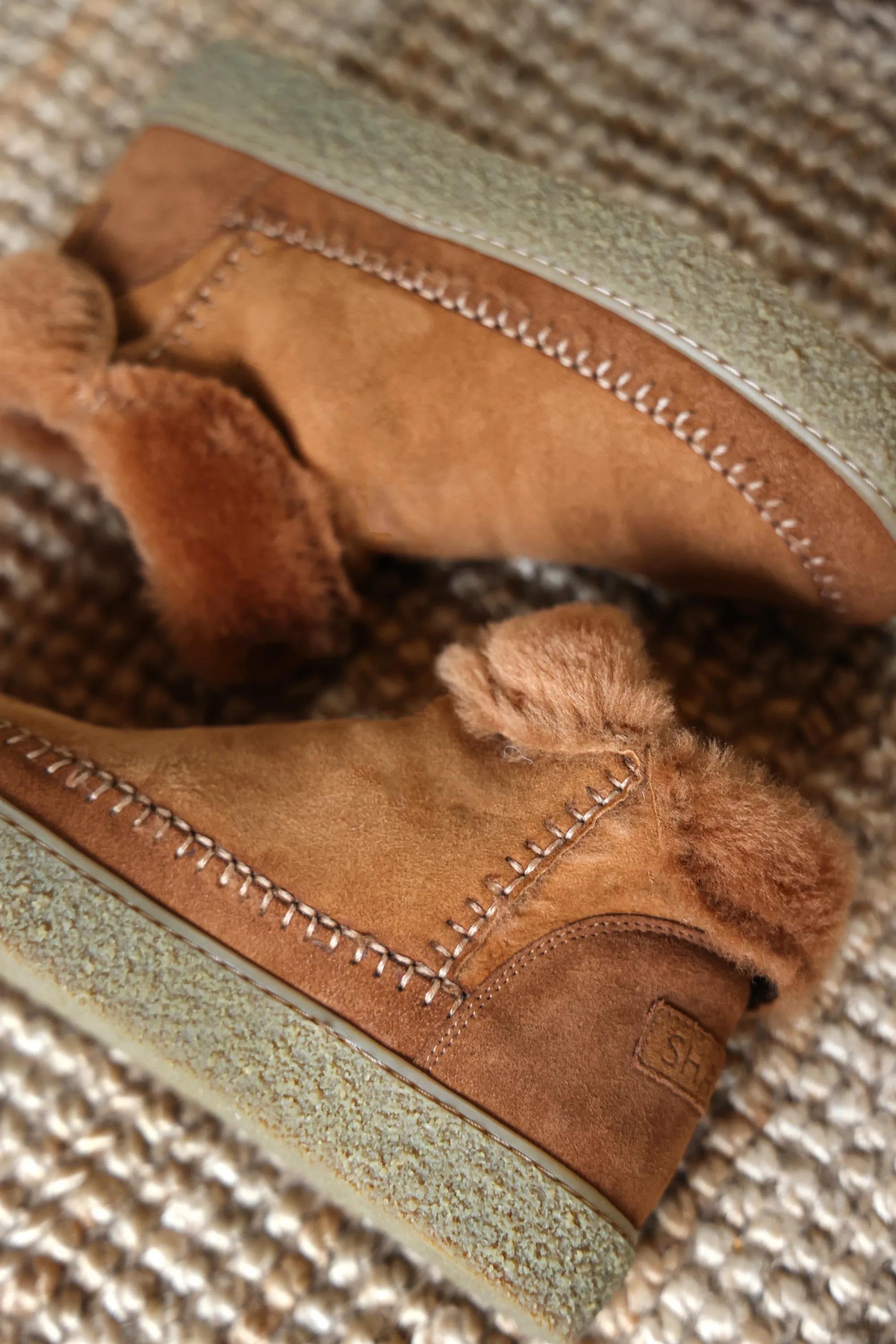 Shabbies Amsterdam Dames | Cognac enkellaarsjes