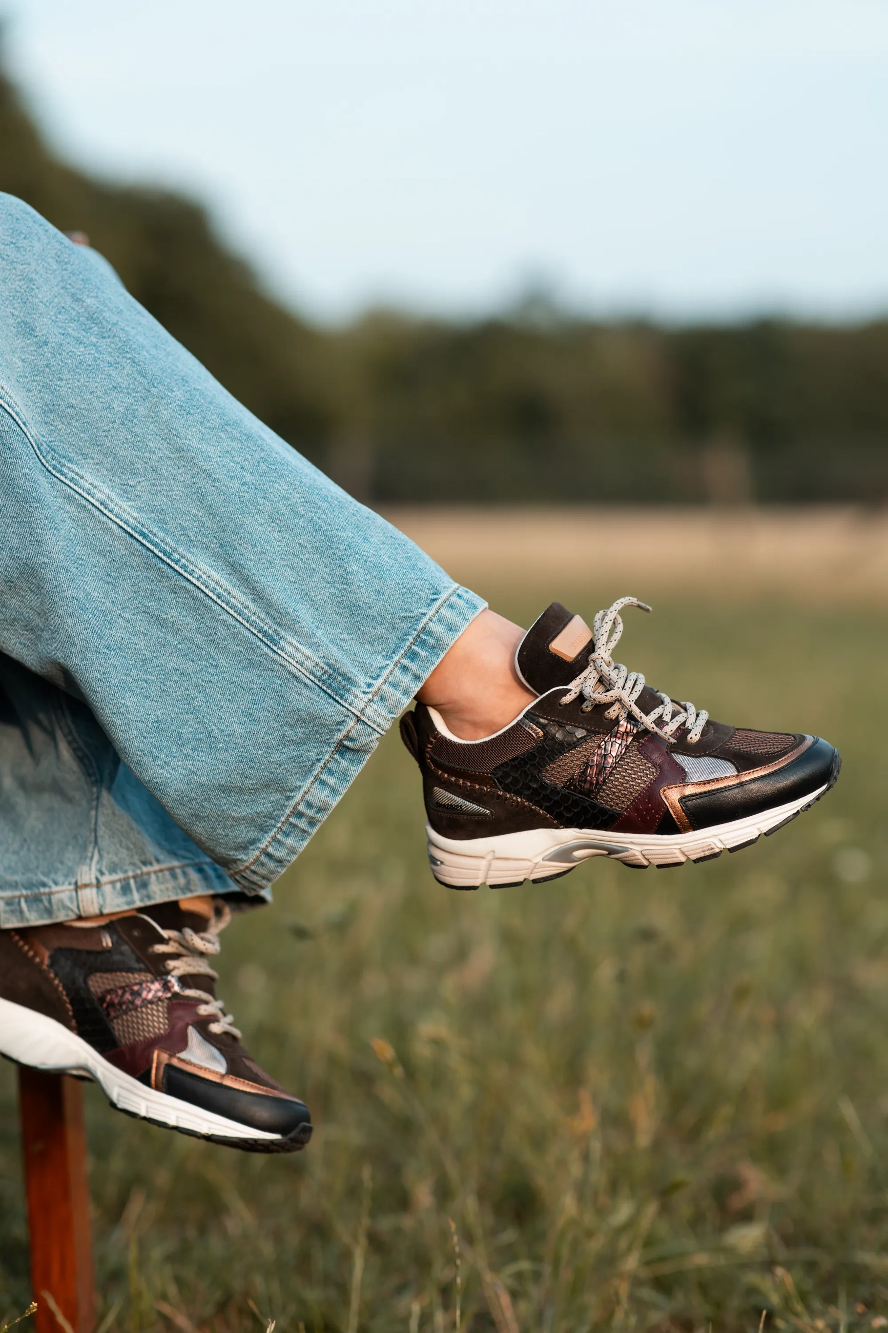 Abbey Run sneaker Mesh Zwart/Bruin