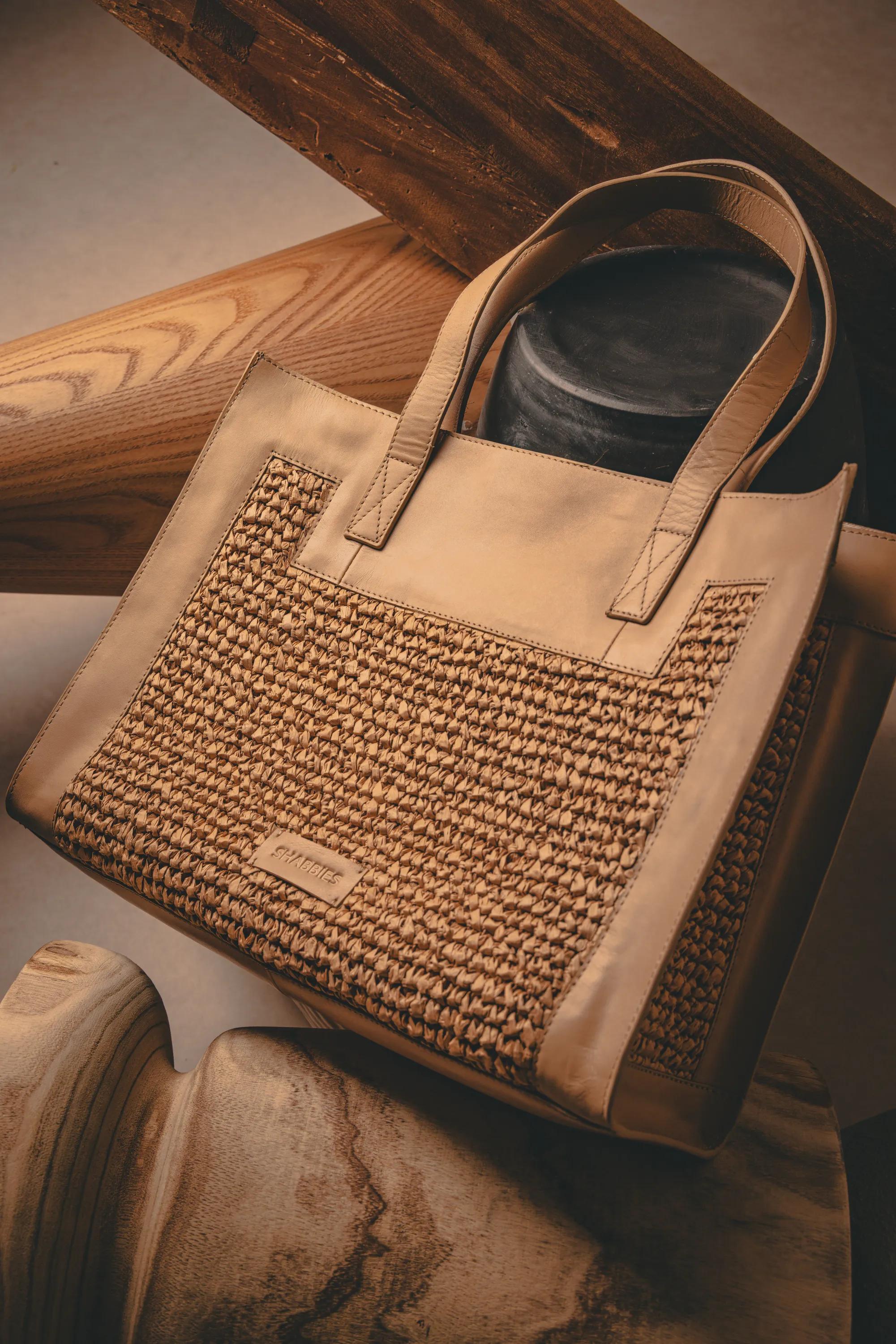 Verena schoudertas Raffia Beige