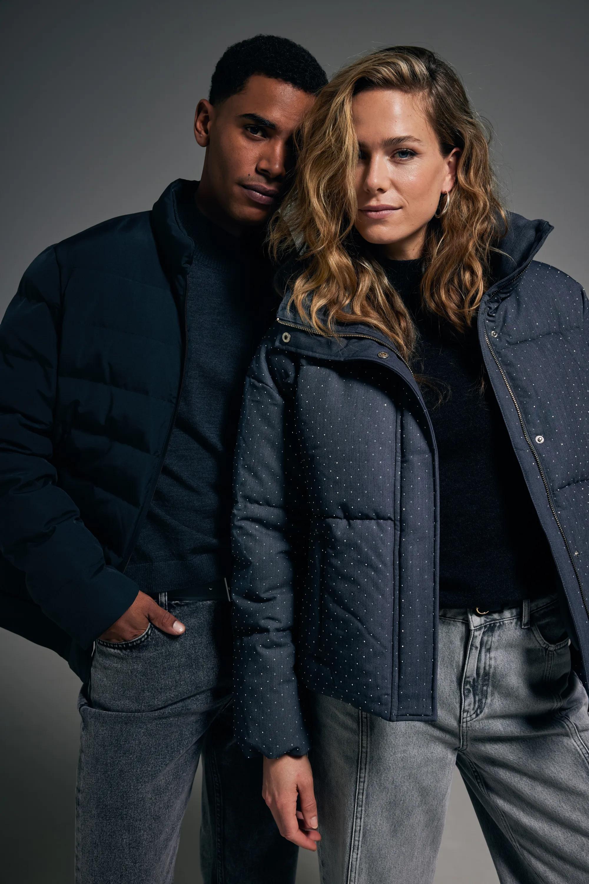 Mexx Women | Anthracite melee puffer jacket with dot print