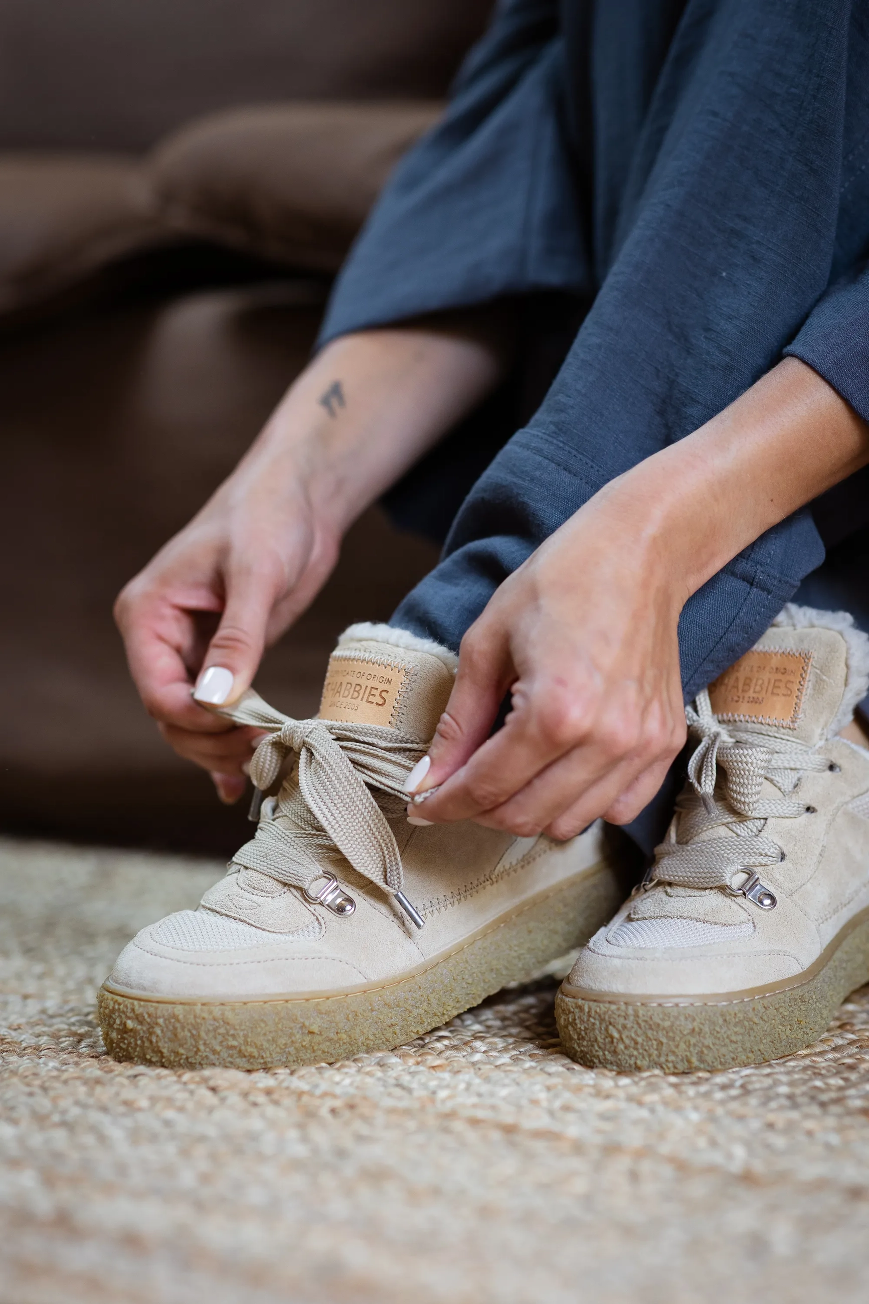 Chewy Unna sneaker Suède Zand