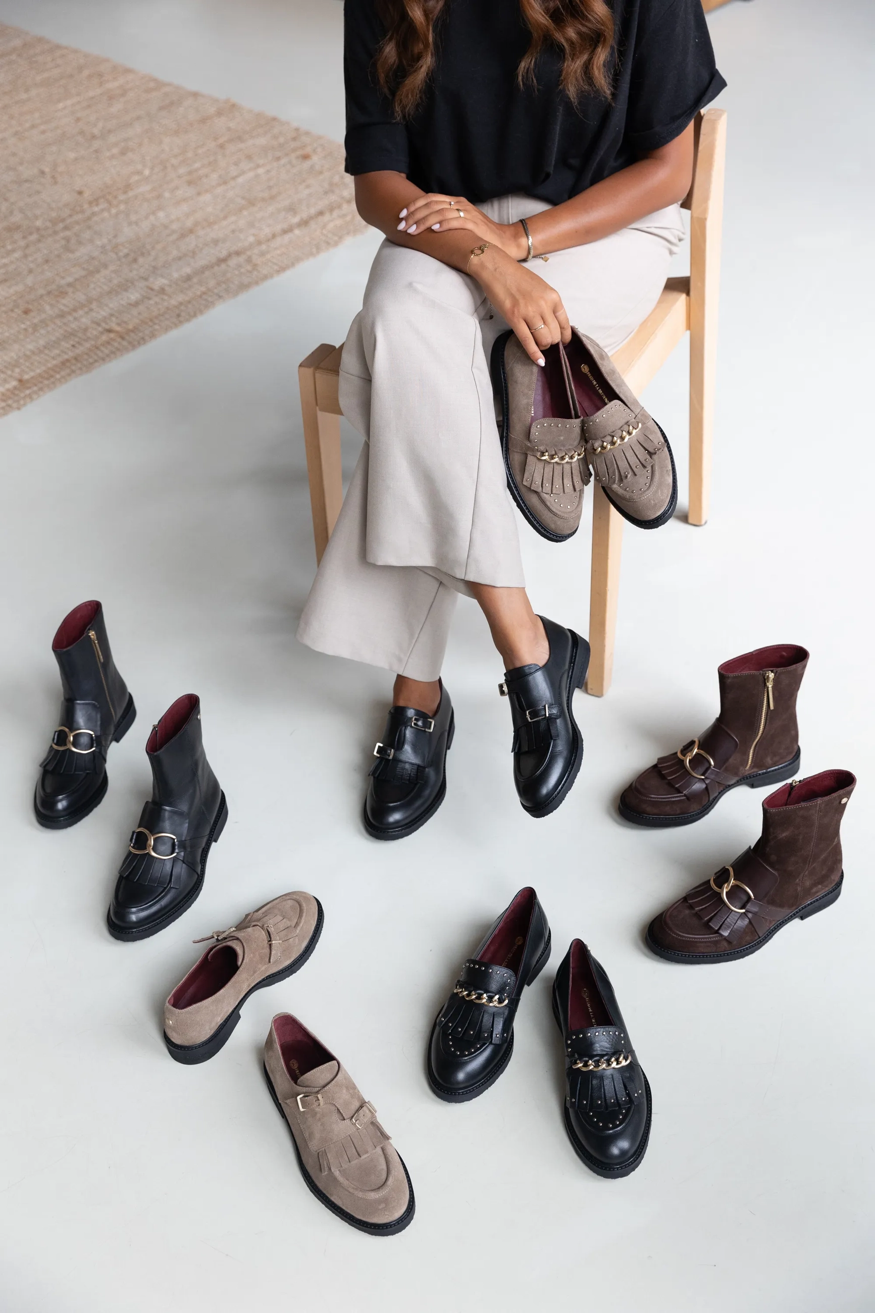 Fred de la Bretoniere Dames | Dark taupe monk schoenen