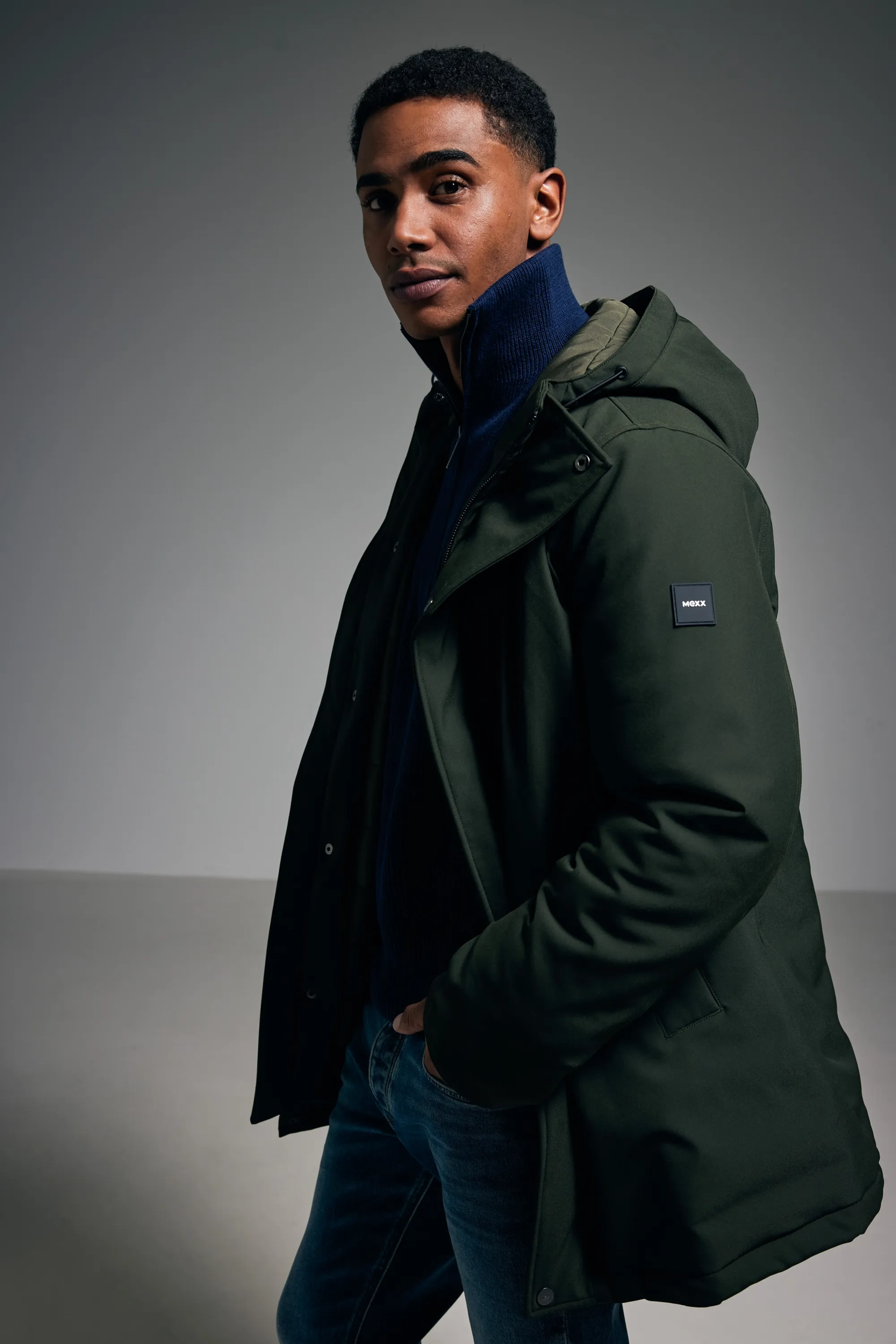 Padded Parka with Hood Warm Green