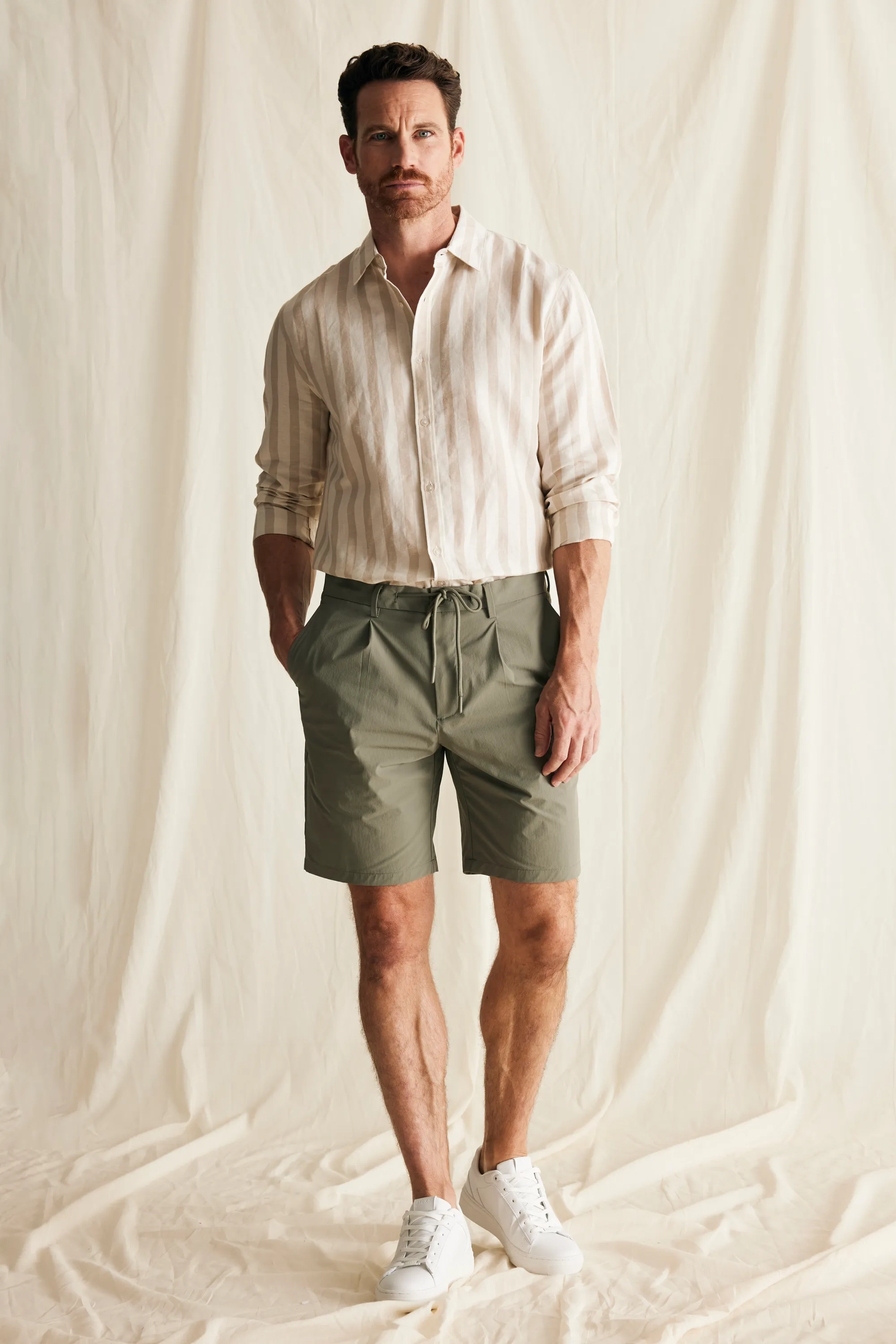 Allover Print Chino Shorts Green Sage