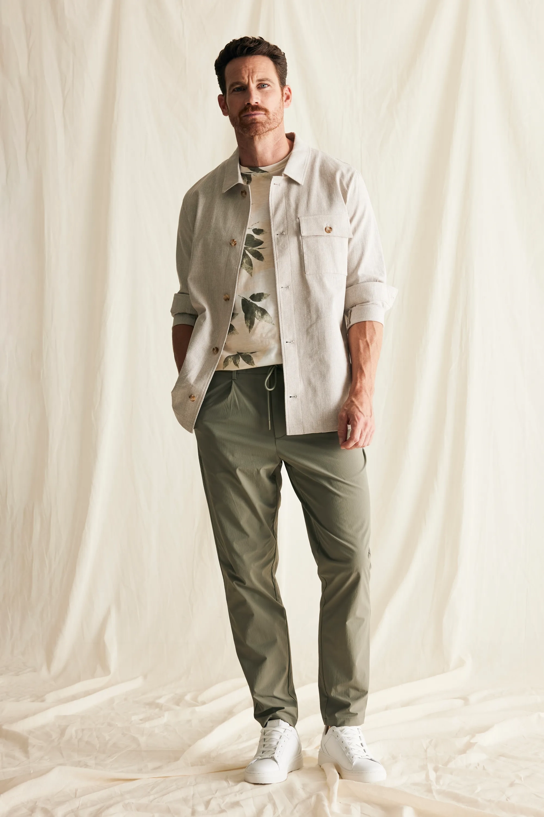 Allover Leaf Print T-shirt Off White