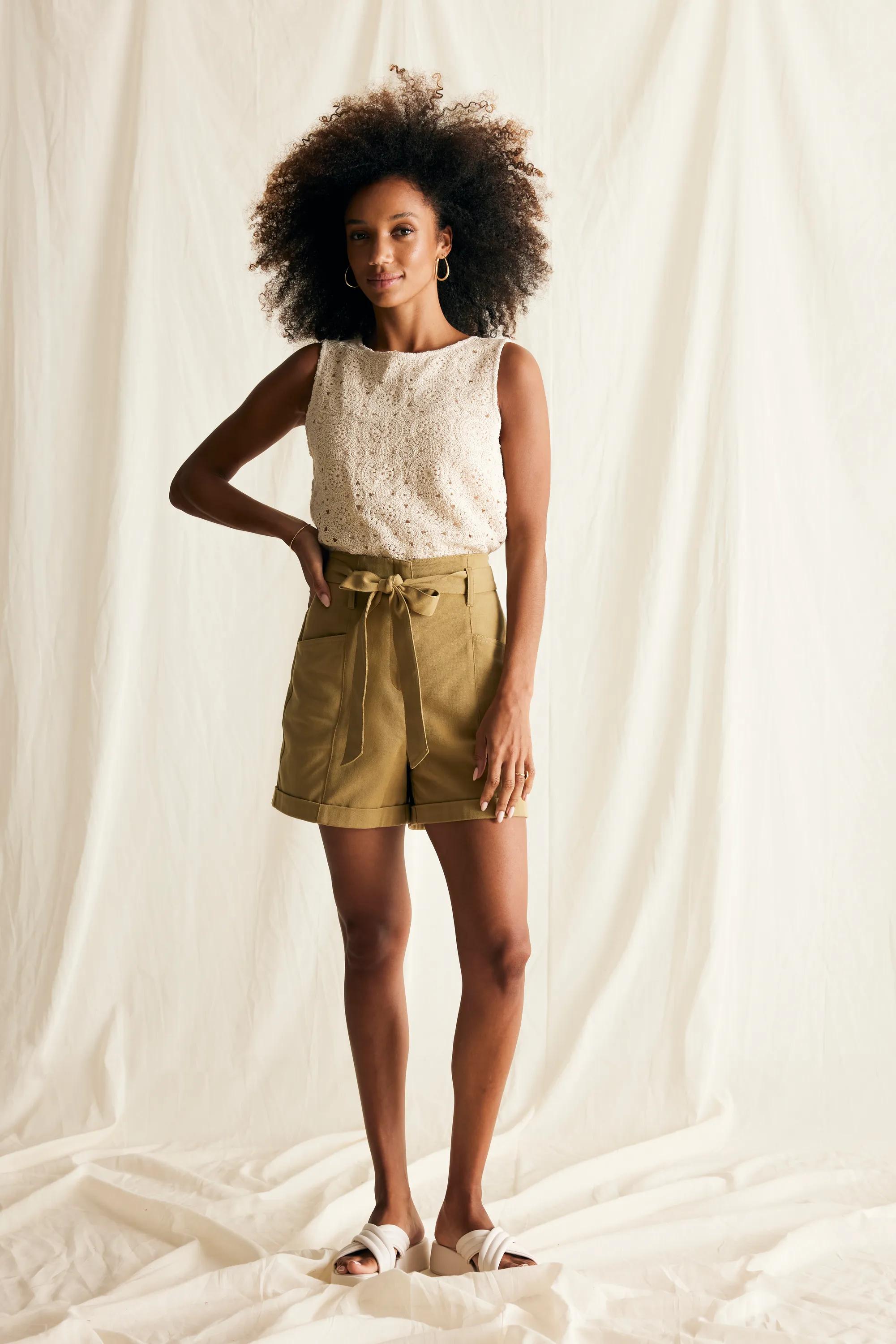 Mexx Women | Cream white lace top met crochet print