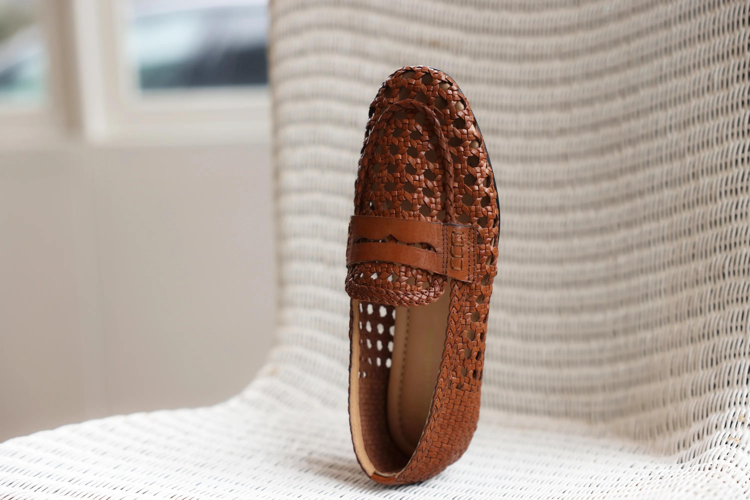 Glara woven mocassin leer tan