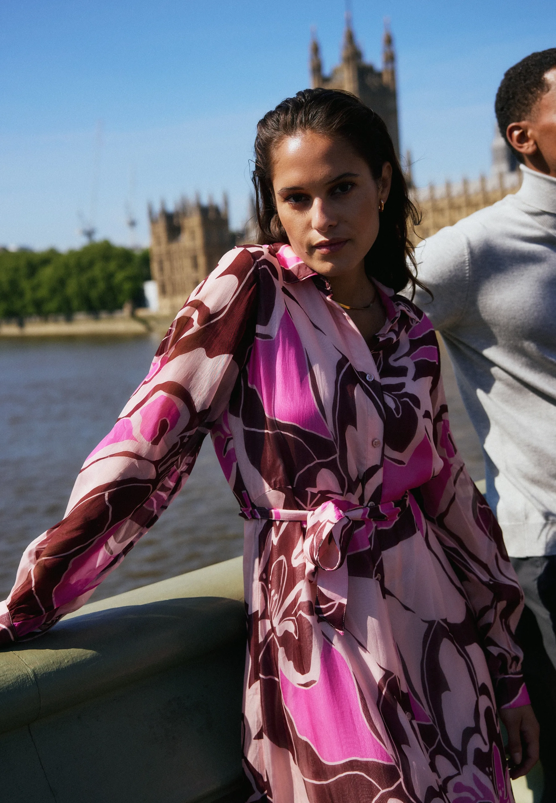 Bold flower shirt dress Multicolor