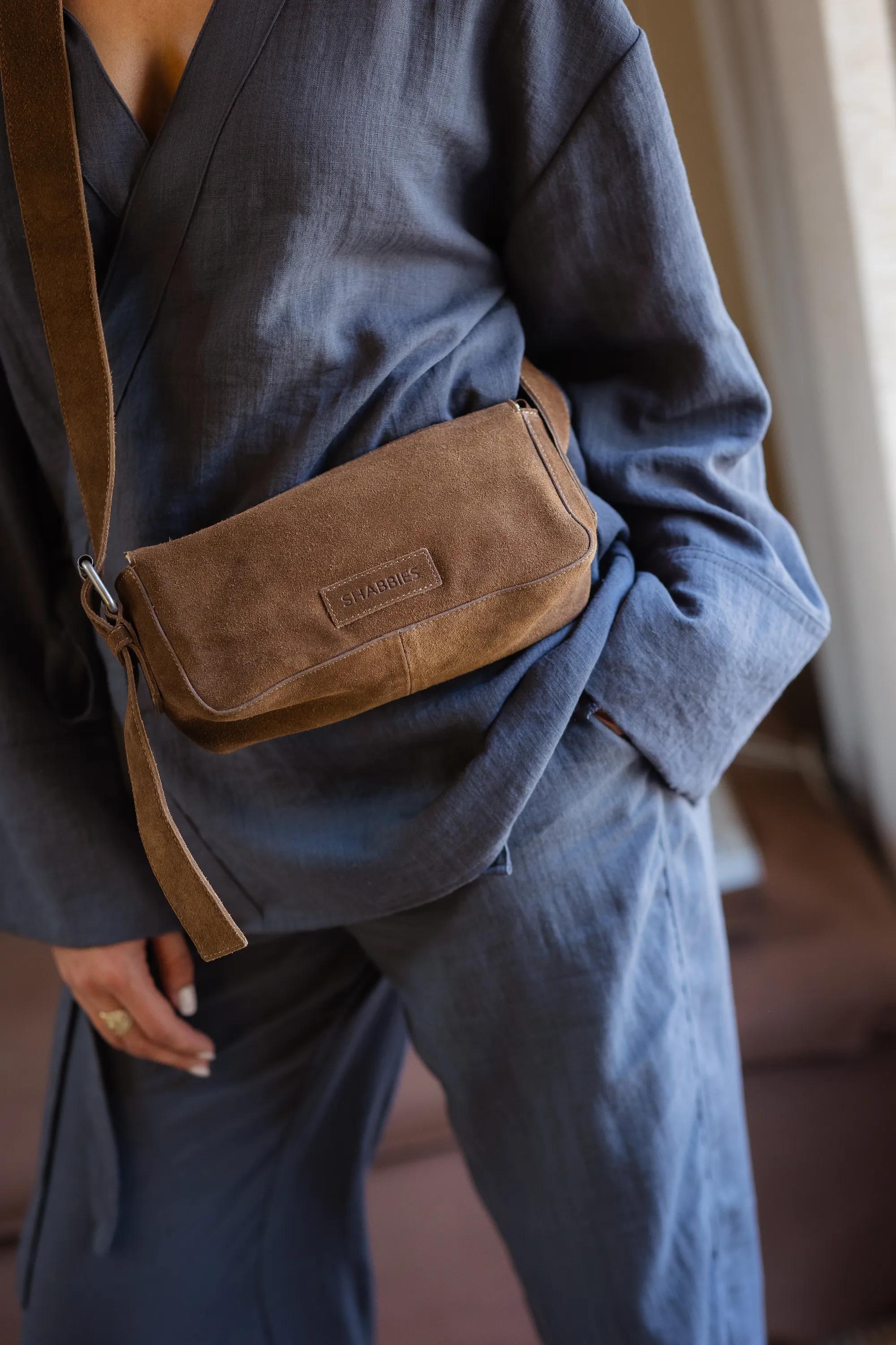 Venice Crossbody Aus Rindsvelours Hellbraun